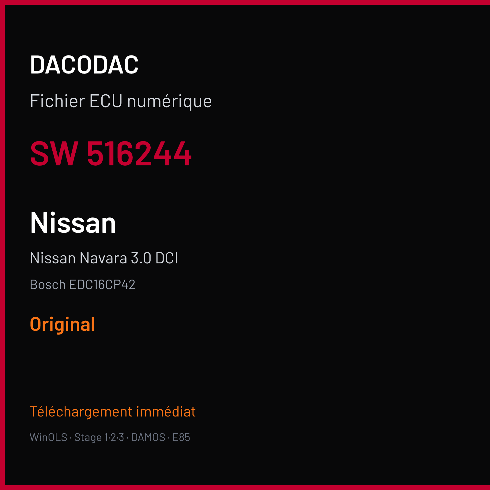 Nissan Navara 3.0 DCI (2010) — Bosch EDC16CP42 — 516244 — Original