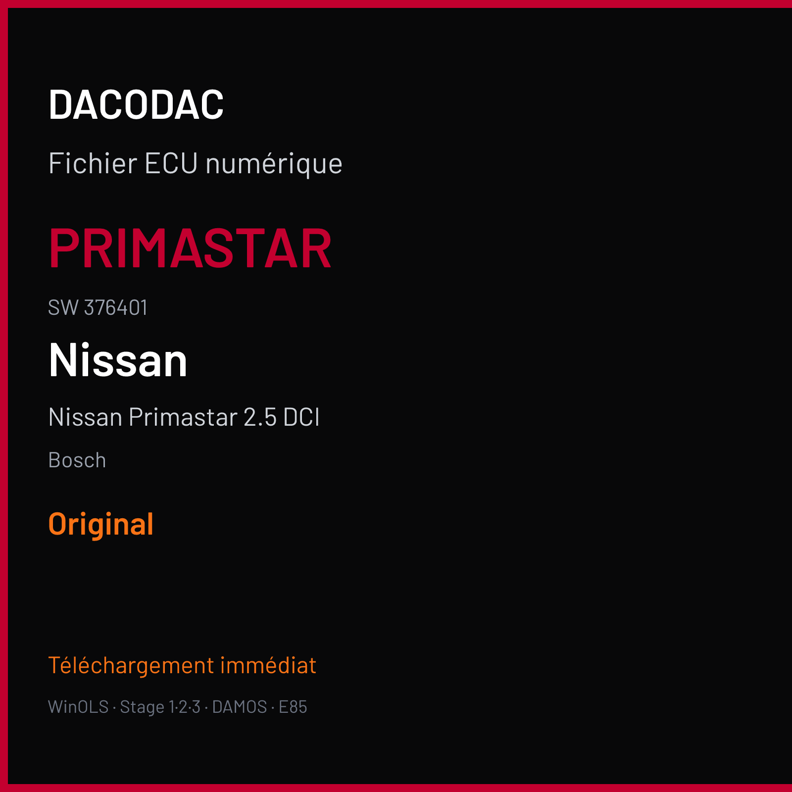 Nissan Primastar 2.5 DCI (2001) — Bosch — PRIMASTAR · 376401 — Original