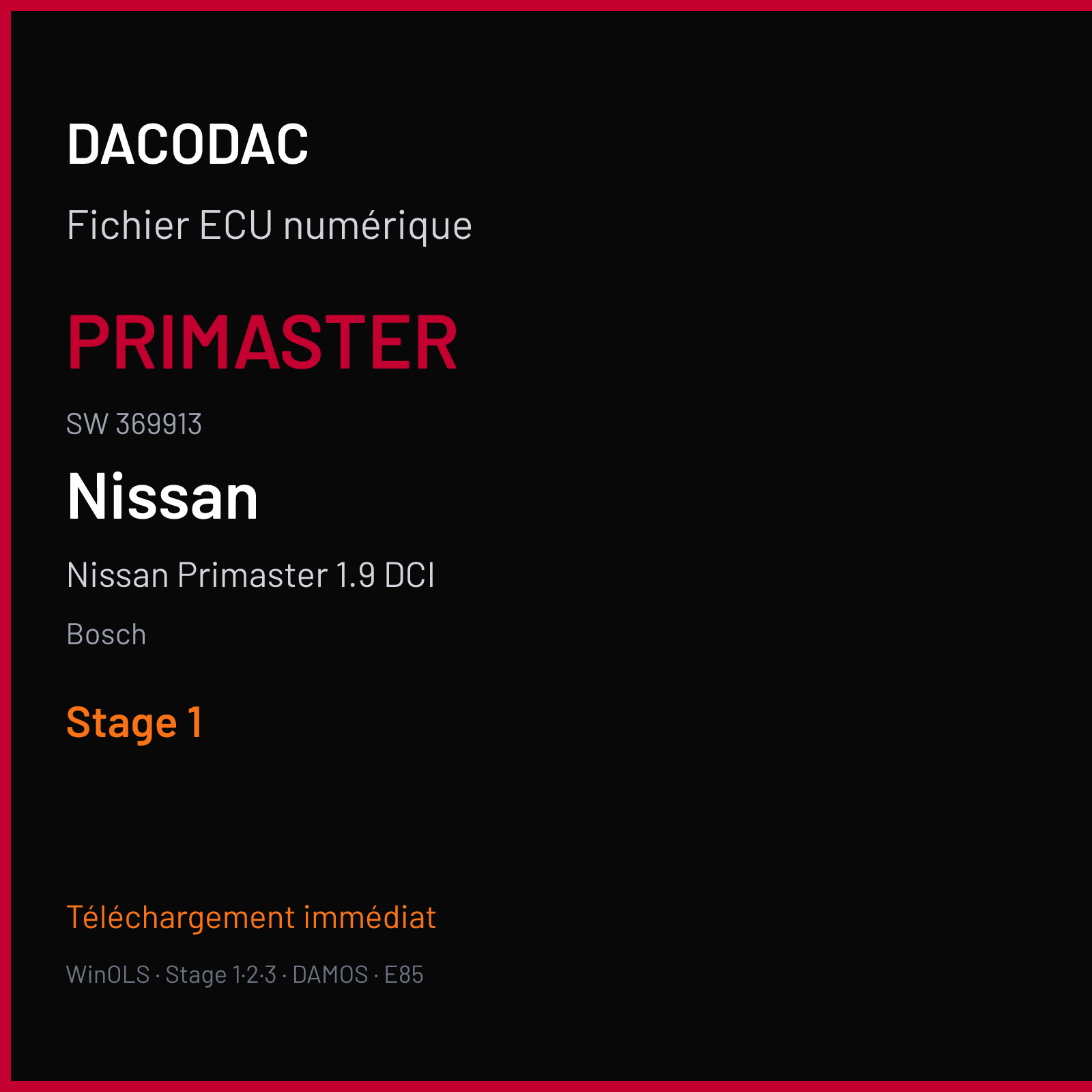 Nissan Primaster 1.9 DCI (2005) — Bosch — PRIMASTER · 369913 — Stage 1
