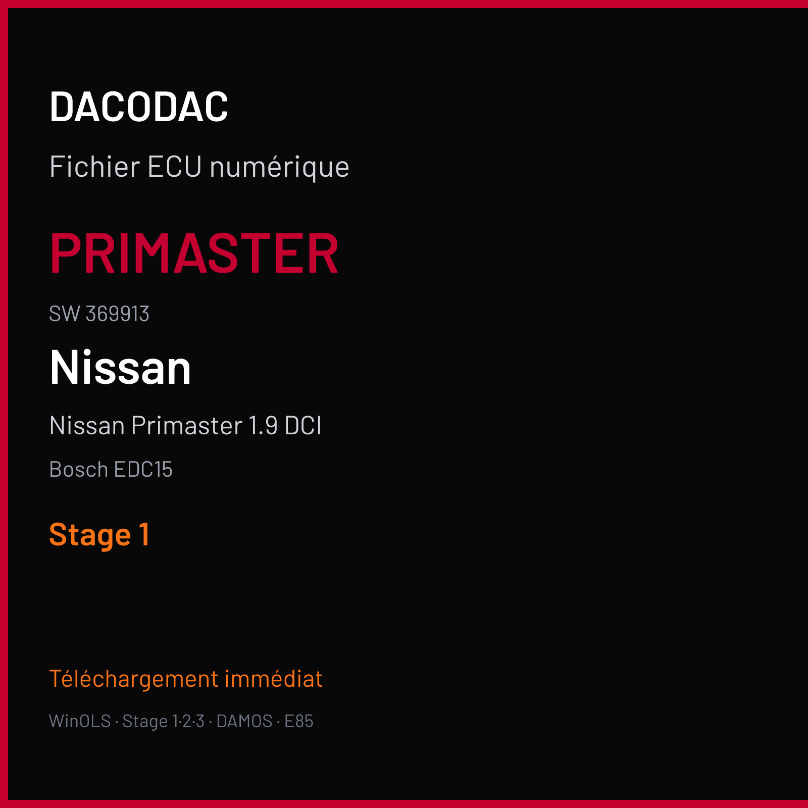 Nissan Primaster 1.9 DCI (2002) — Bosch EDC15 — PRIMASTER · 369913 — Stage 1