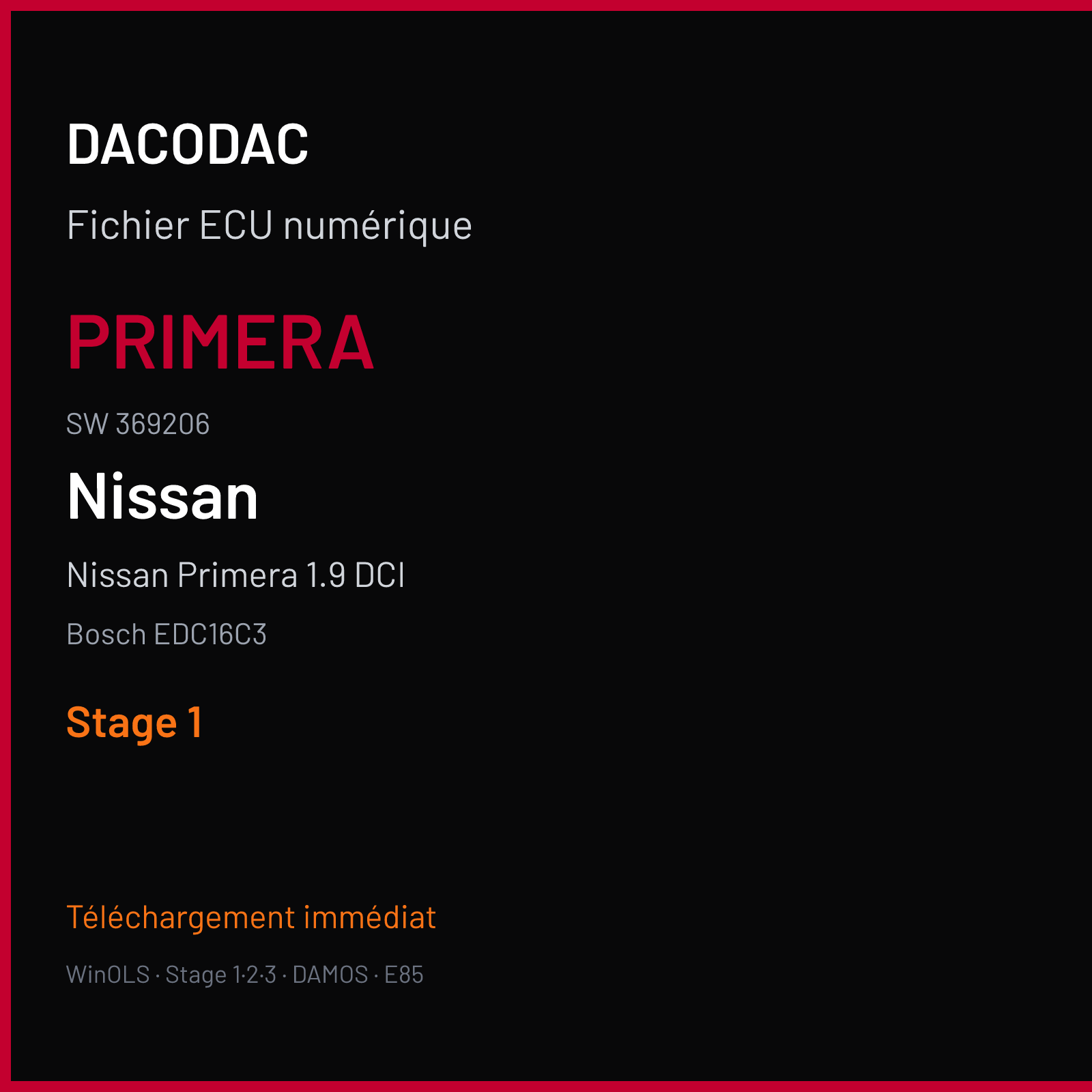 Nissan Primera 1.9 DCI (2006) — Bosch EDC16C3 — PRIMERA · 369206 — Stage 1