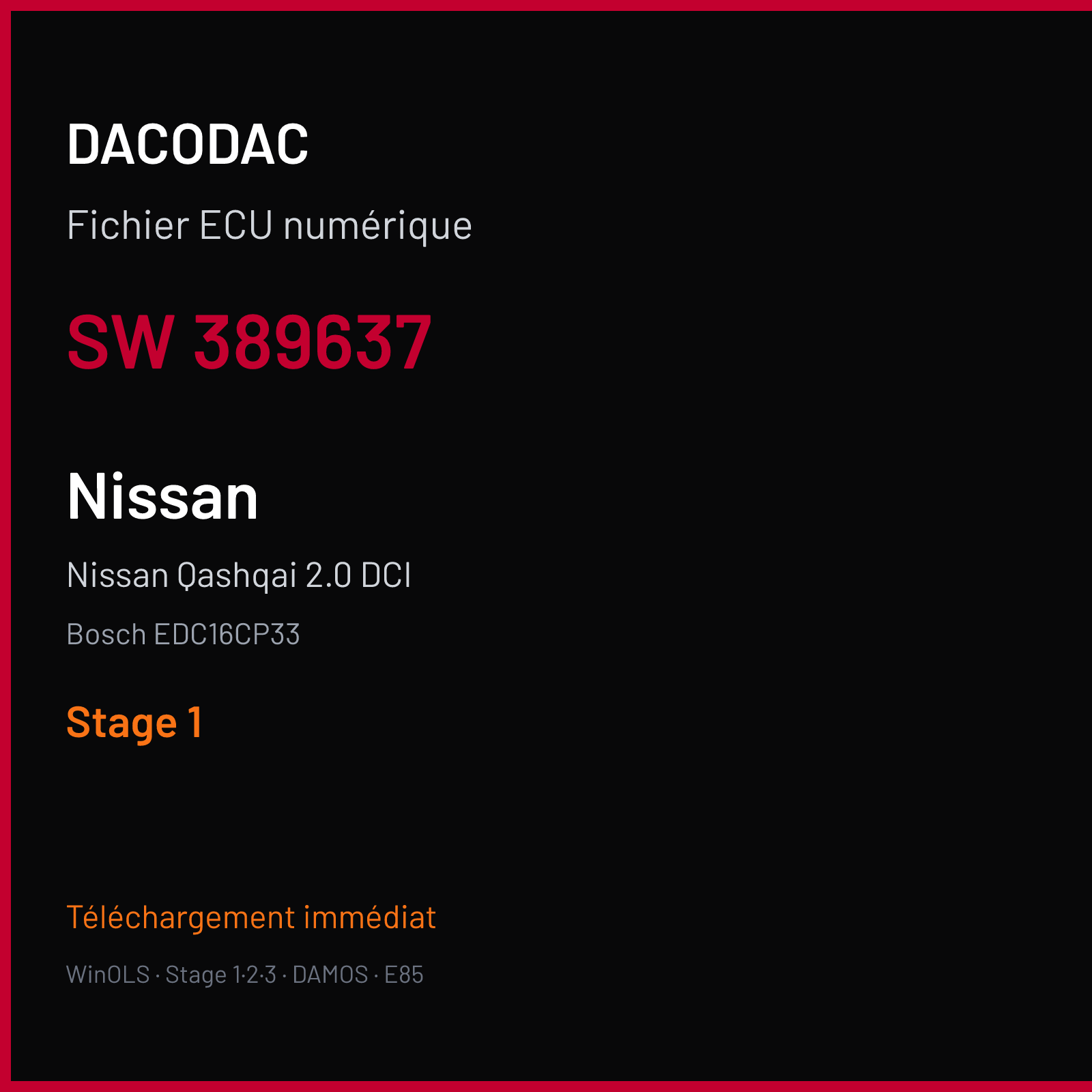 Nissan Qashqai 2.0 DCI (2010) — Bosch EDC16CP33 — 389637 — Stage 1