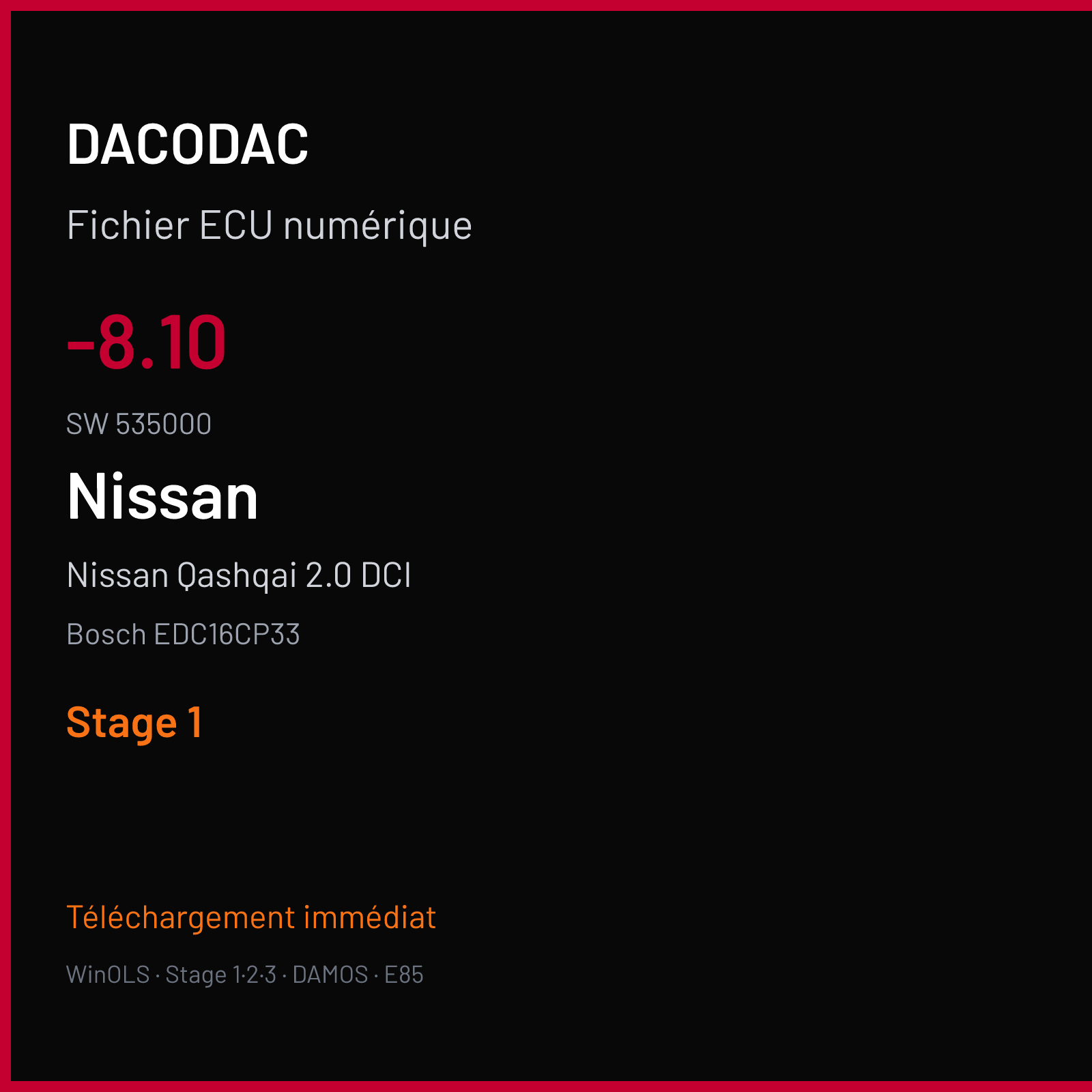 Nissan Qashqai 2.0 DCI (2011) — Bosch EDC16CP33 — -8.10 · 535000 — Stage 1