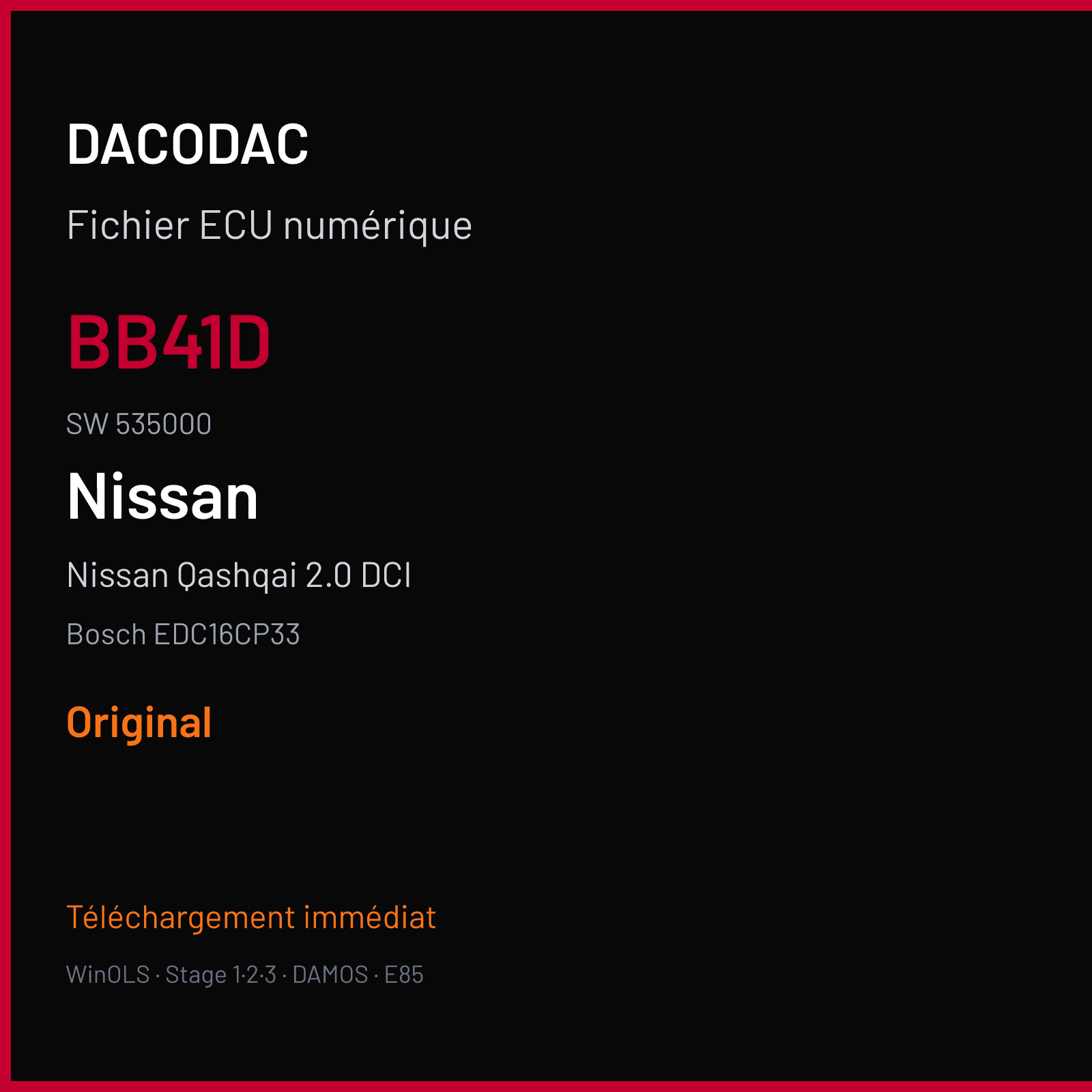 Nissan Qashqai 2.0 DCI (2011) — Bosch EDC16CP33 — BB41D · 535000 — Original