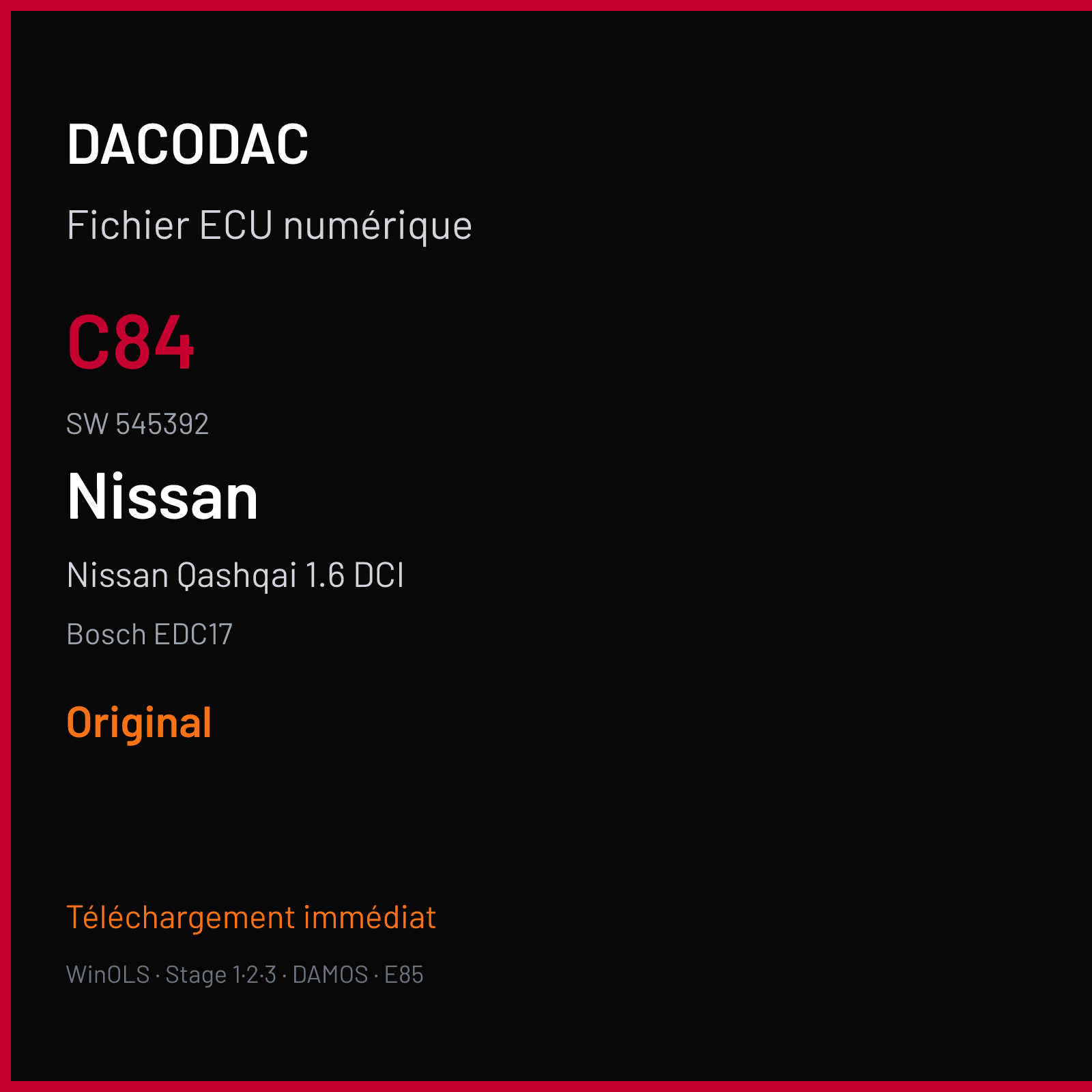 Nissan Qashqai 1.6 DCI (2015) — Bosch EDC17 — C84 · 545392 — Original