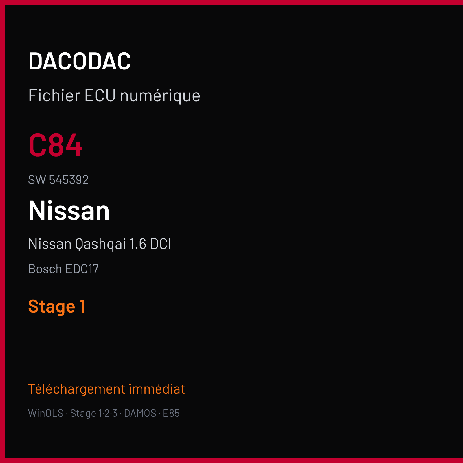 Nissan Qashqai 1.6 DCI (2015) — Bosch EDC17 — C84 · 545392 — Stage 1