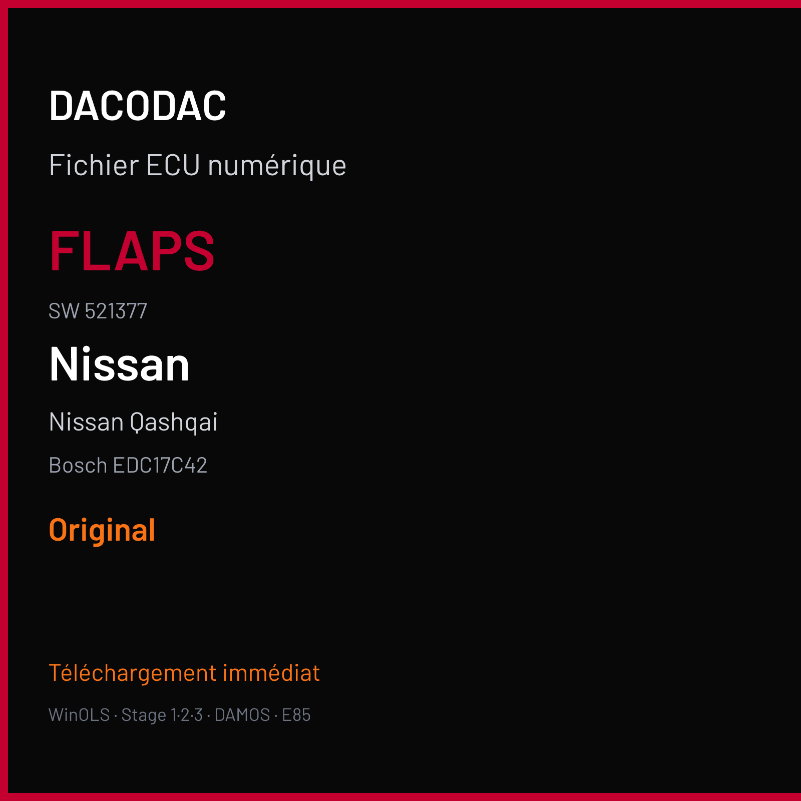 Nissan Qashqai (2014) — Bosch EDC17C42 — FLAPS · 521377 — Original