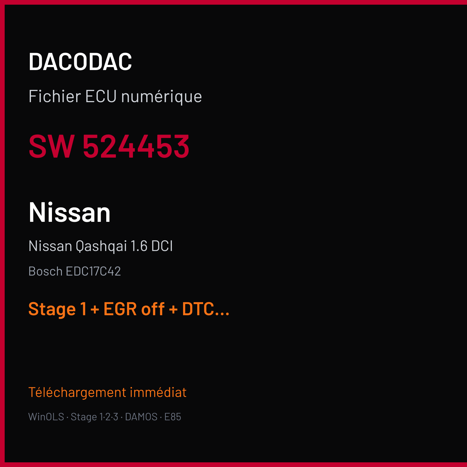 Nissan Qashqai 1.6 DCI (2012) — Bosch EDC17C42 — 524453 — Stage 1 + EGR off + DTC off