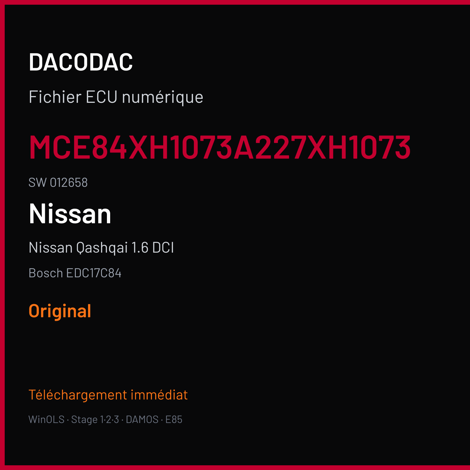 Nissan Qashqai 1.6 DCI (2016) — Bosch EDC17C84 — MCE84XH1073A227XH1073 · 012658 — Original