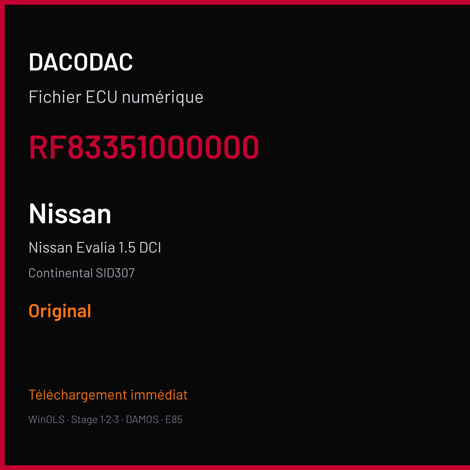 Nissan Evalia 1.5 DCI (2014) — Continental SID307 — RF83351000000 — Original