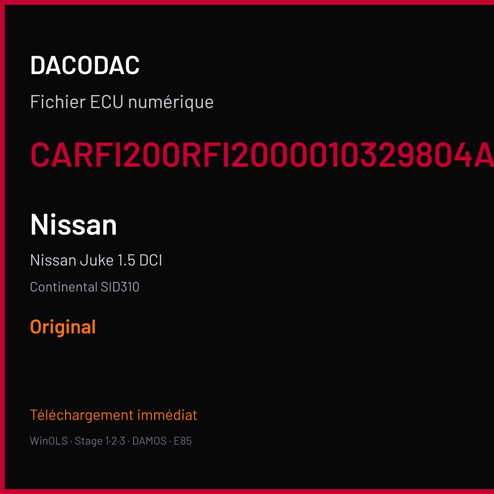Nissan Juke 1.5 DCI (2016) — Continental SID310 — CARFI200RFI2000010329804AA — Original