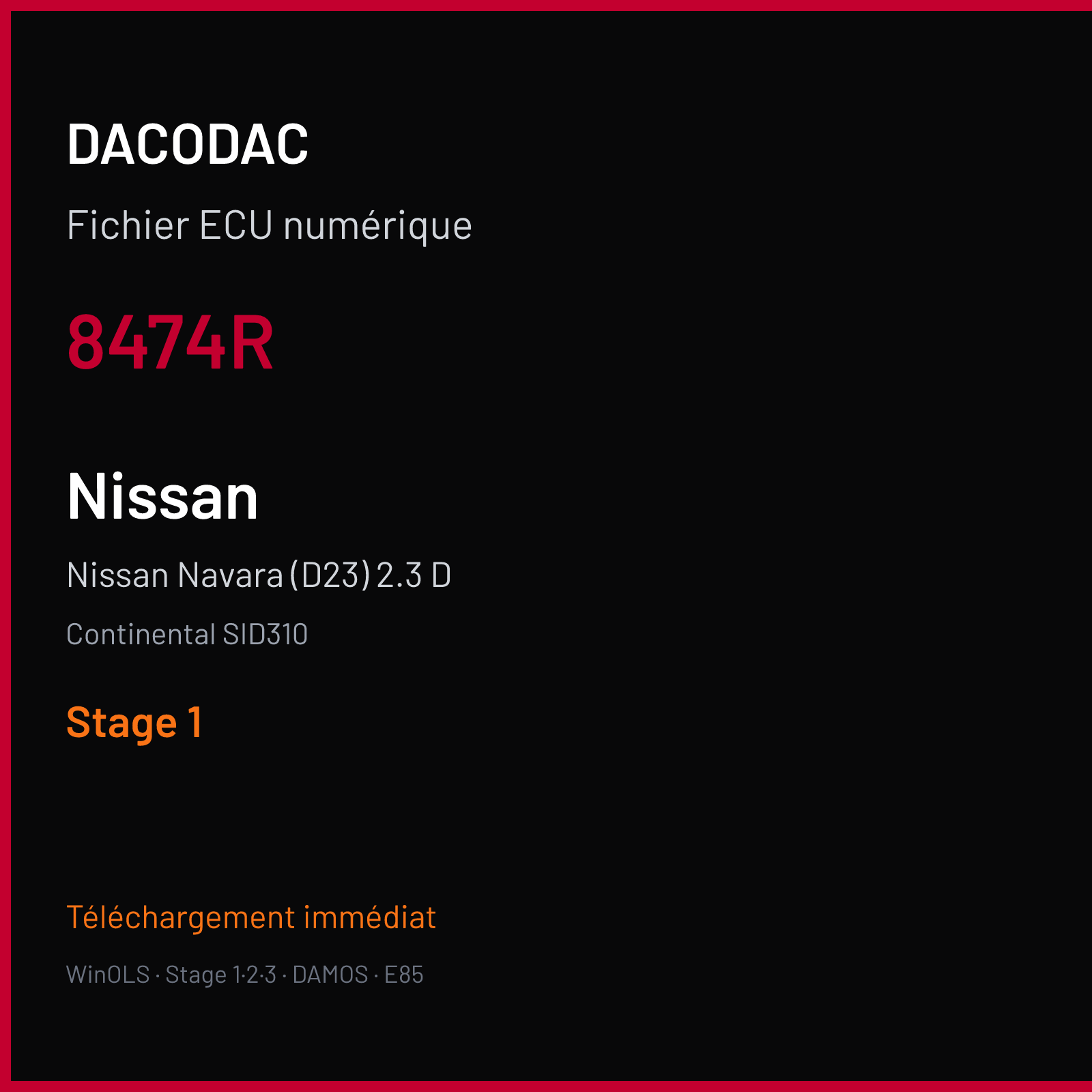 Nissan Navara (D23) 2.3 D (2018) — Continental SID310 — 8474R — Stage 1