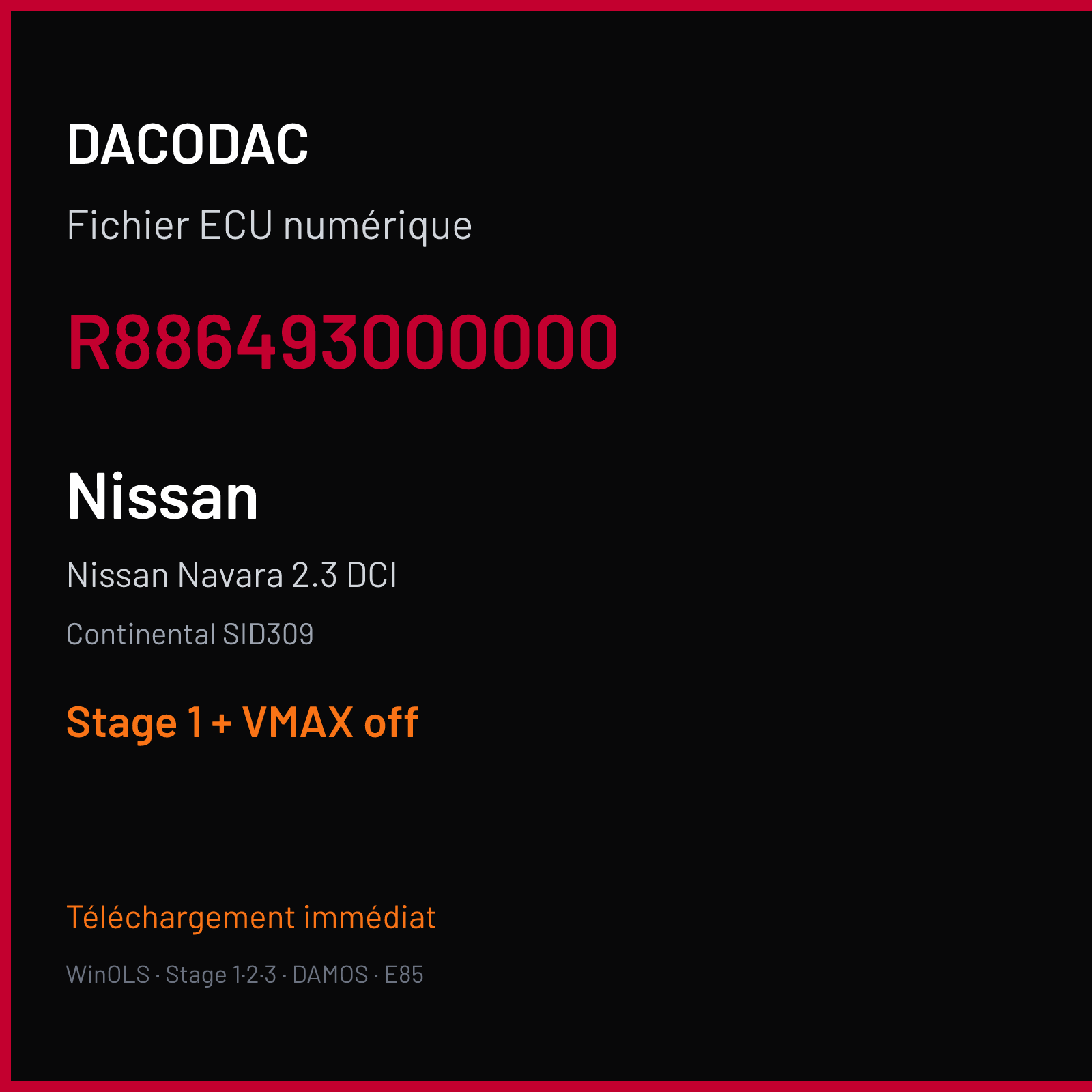Nissan Navara 2.3 DCI — Continental SID309 — R886493000000 — Stage 1 + VMAX off