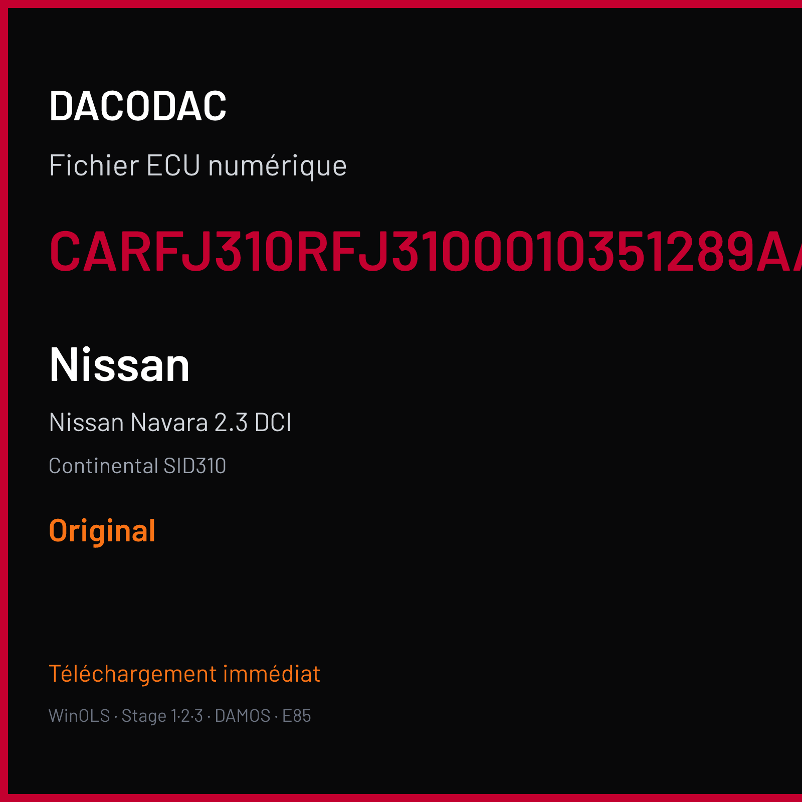 Nissan Navara 2.3 DCI (2018) — Continental SID310 — CARFJ310RFJ3100010351289AA — Original