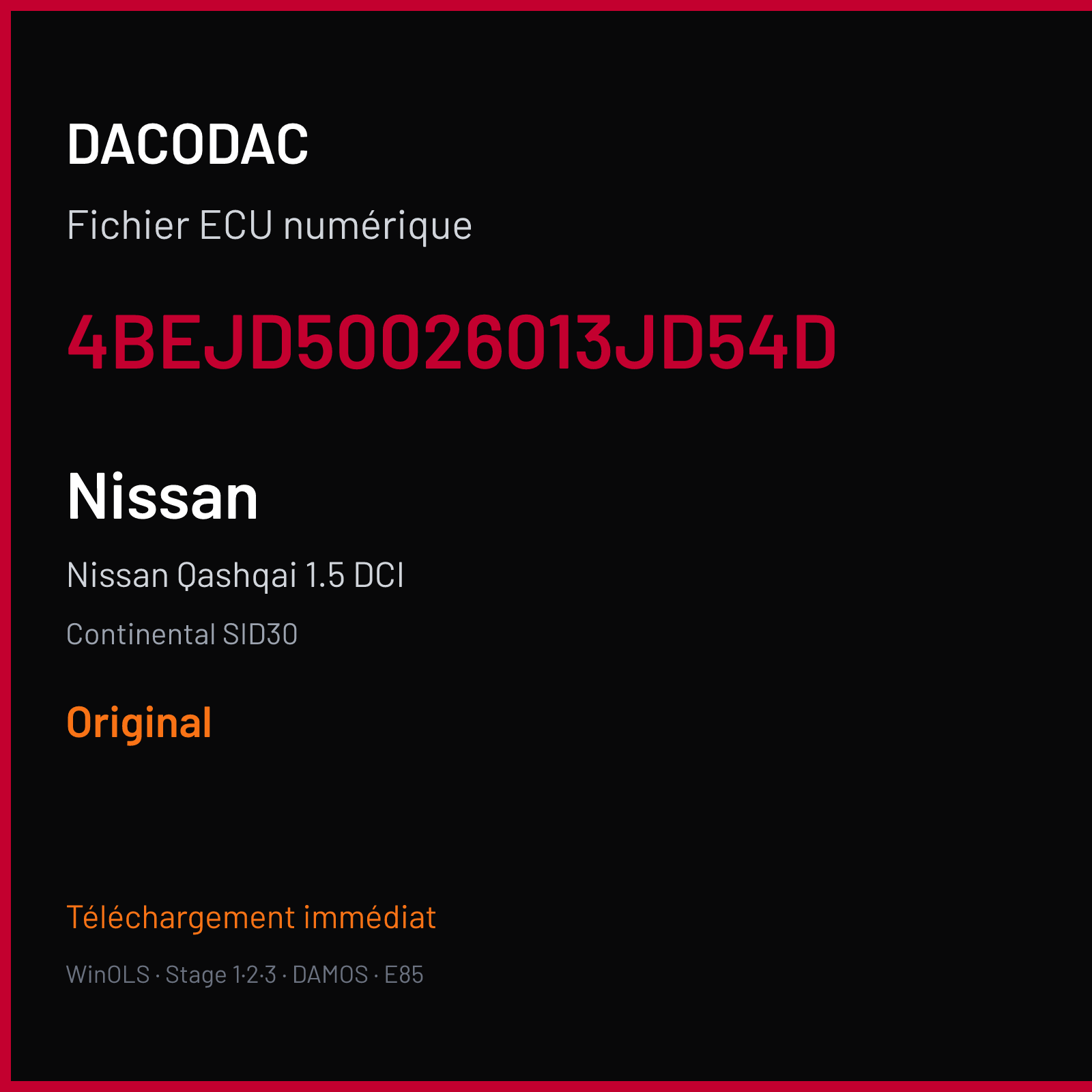Nissan Qashqai 1.5 DCI (2007) — Continental SID30 — 4BEJD50026013JD54D — Original