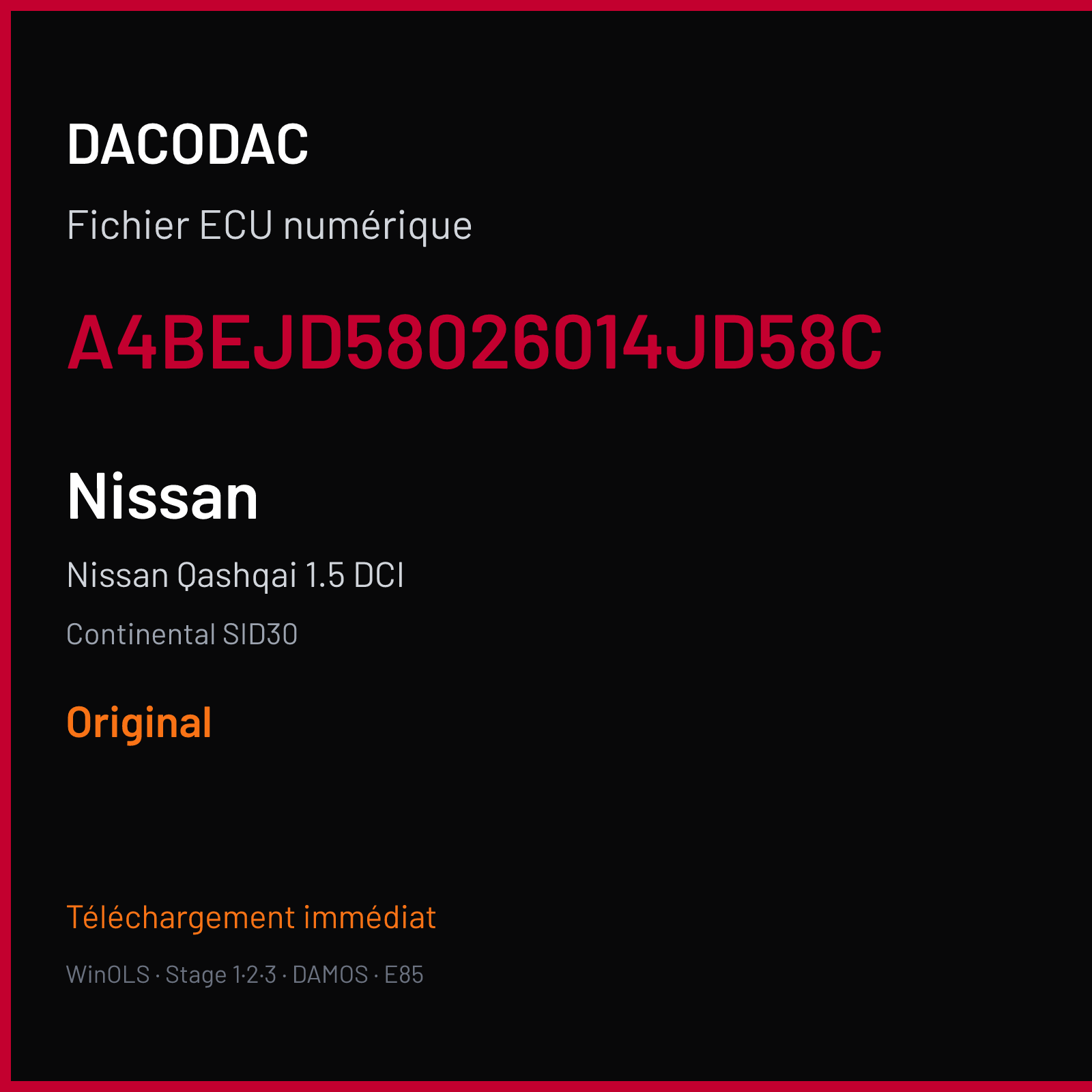 Nissan Qashqai 1.5 DCI (2009) — Continental SID30 — A4BEJD58026014JD58C — Original