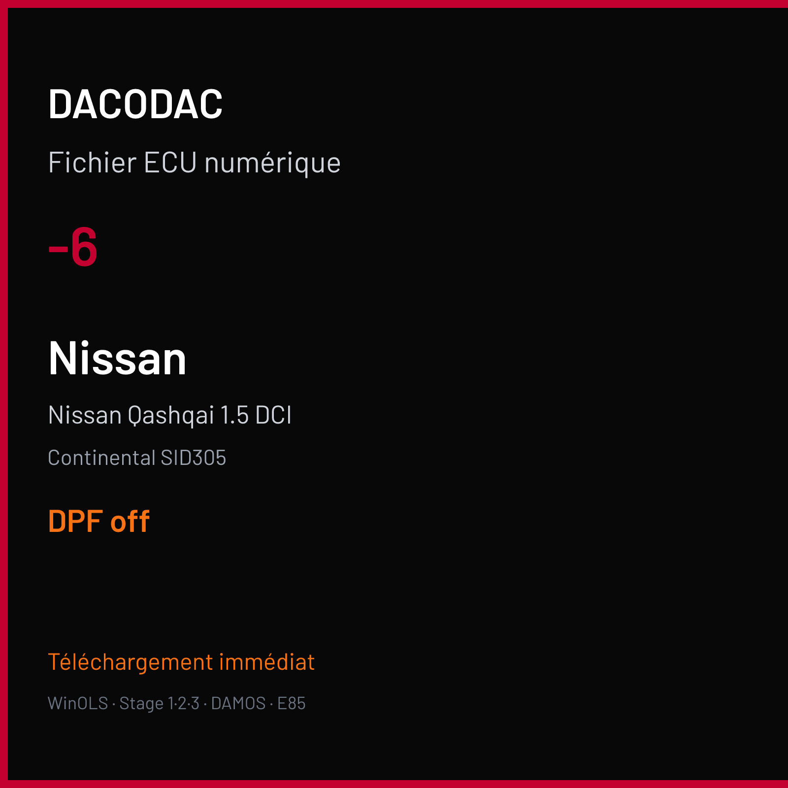 Nissan Qashqai 1.5 DCI (2012) — Continental SID305 — -6 — DPF off