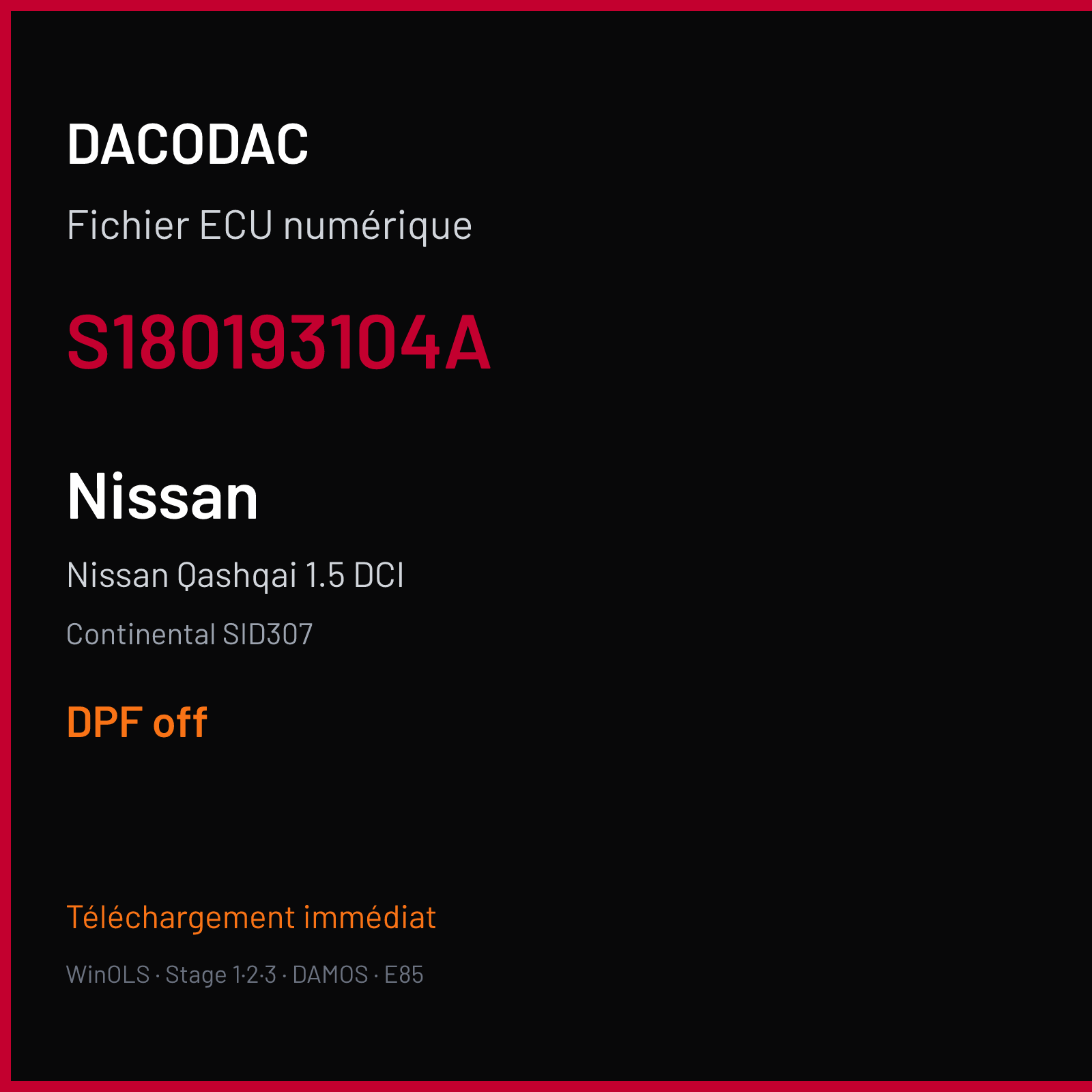 Nissan Qashqai 1.5 DCI (2015) — Continental SID307 — S180193104A — DPF off