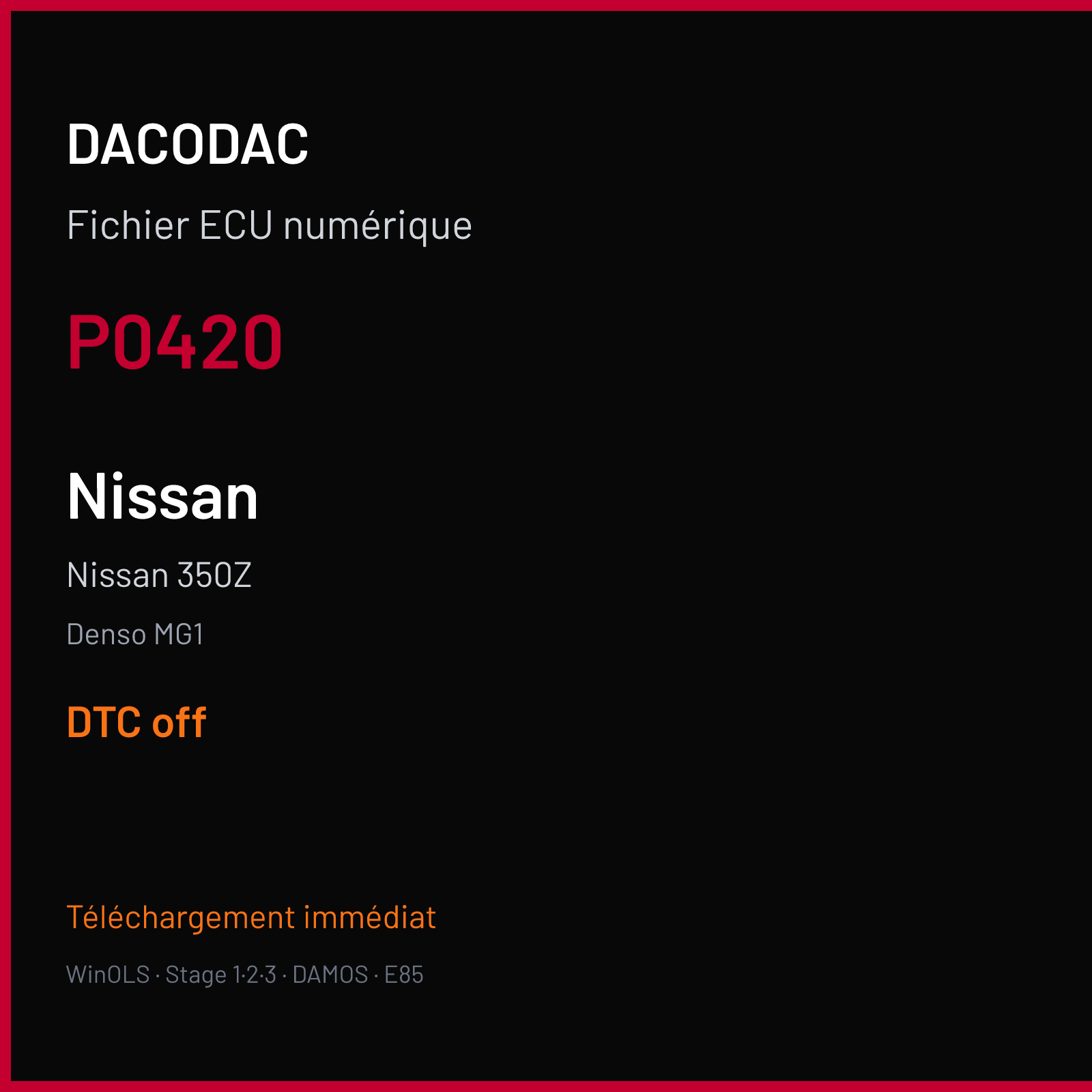Nissan 350Z (2005) — Denso MG1 — P0420 — DTC off