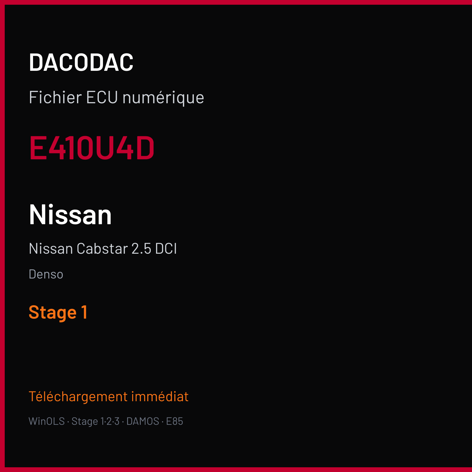 Nissan Cabstar 2.5 DCI (2011) — Denso — E410U4D — Stage 1