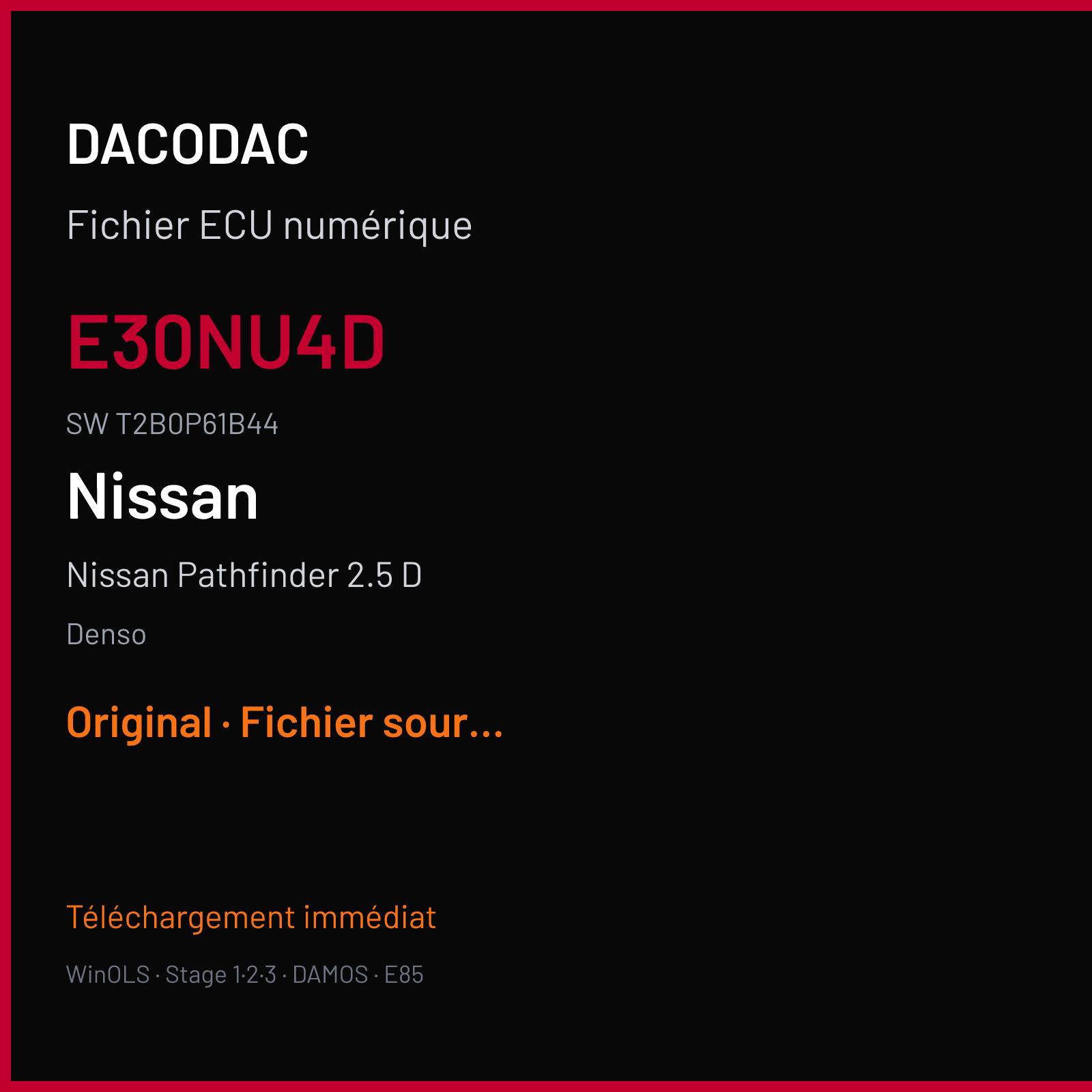 Nissan Pathfinder 2.5 D 171 ch (2012) — Denso — E30NU4D · T2B0P61B44 — Original
