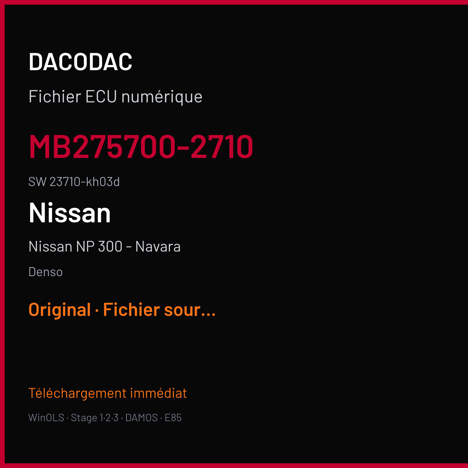 Nissan NP 300 - Navara (2014) — Denso — mb275700-2710 · 23710-kh03d — Original