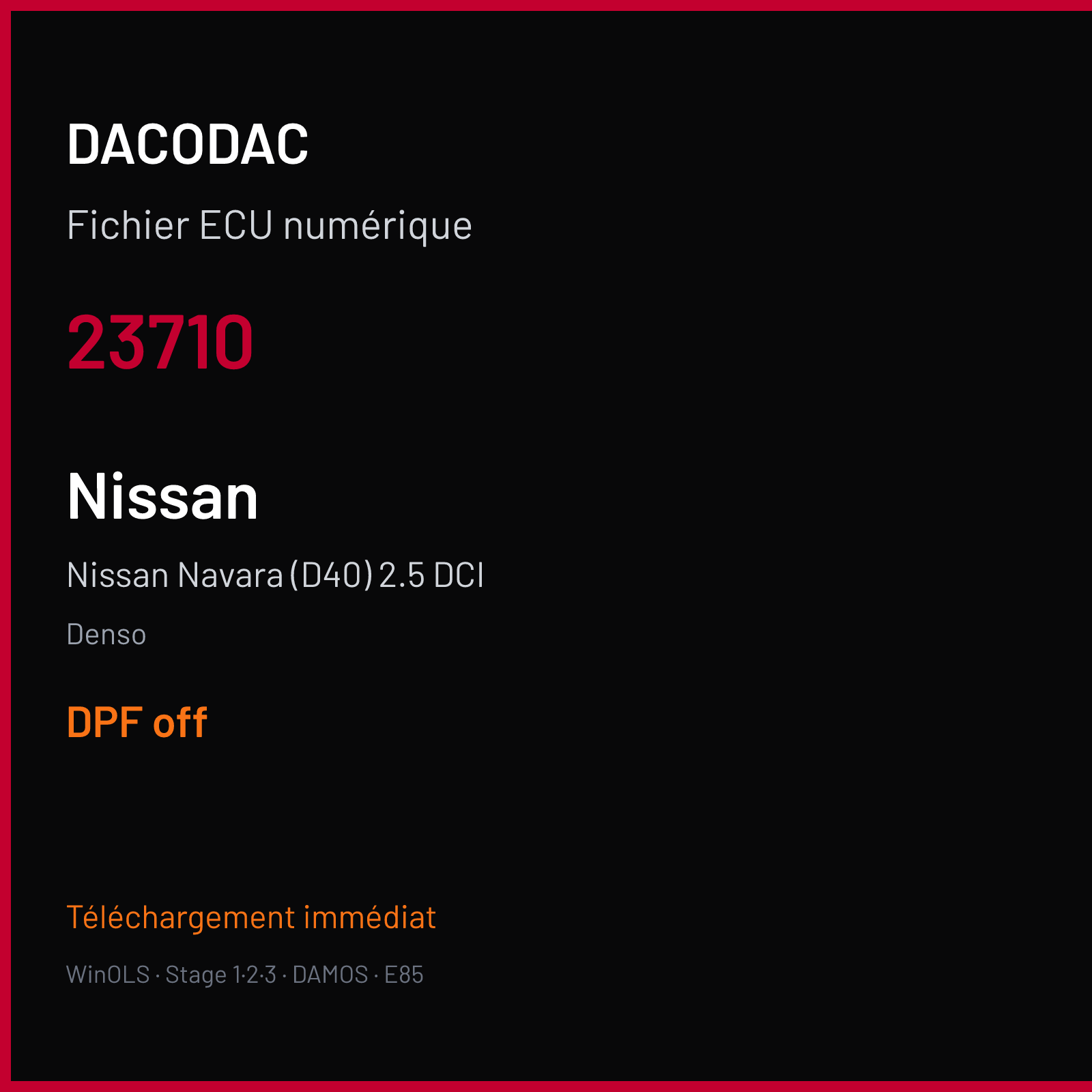 Nissan Navara (D40) 2.5 DCI (2005) — Denso — 23710 — DPF off