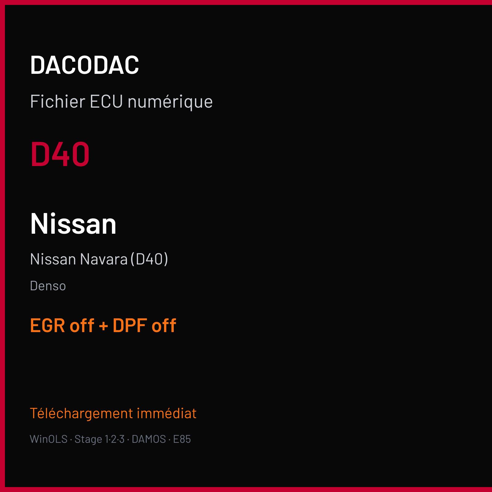 Nissan Navara (D40) (2007) — Denso — D40 — EGR off + DPF off