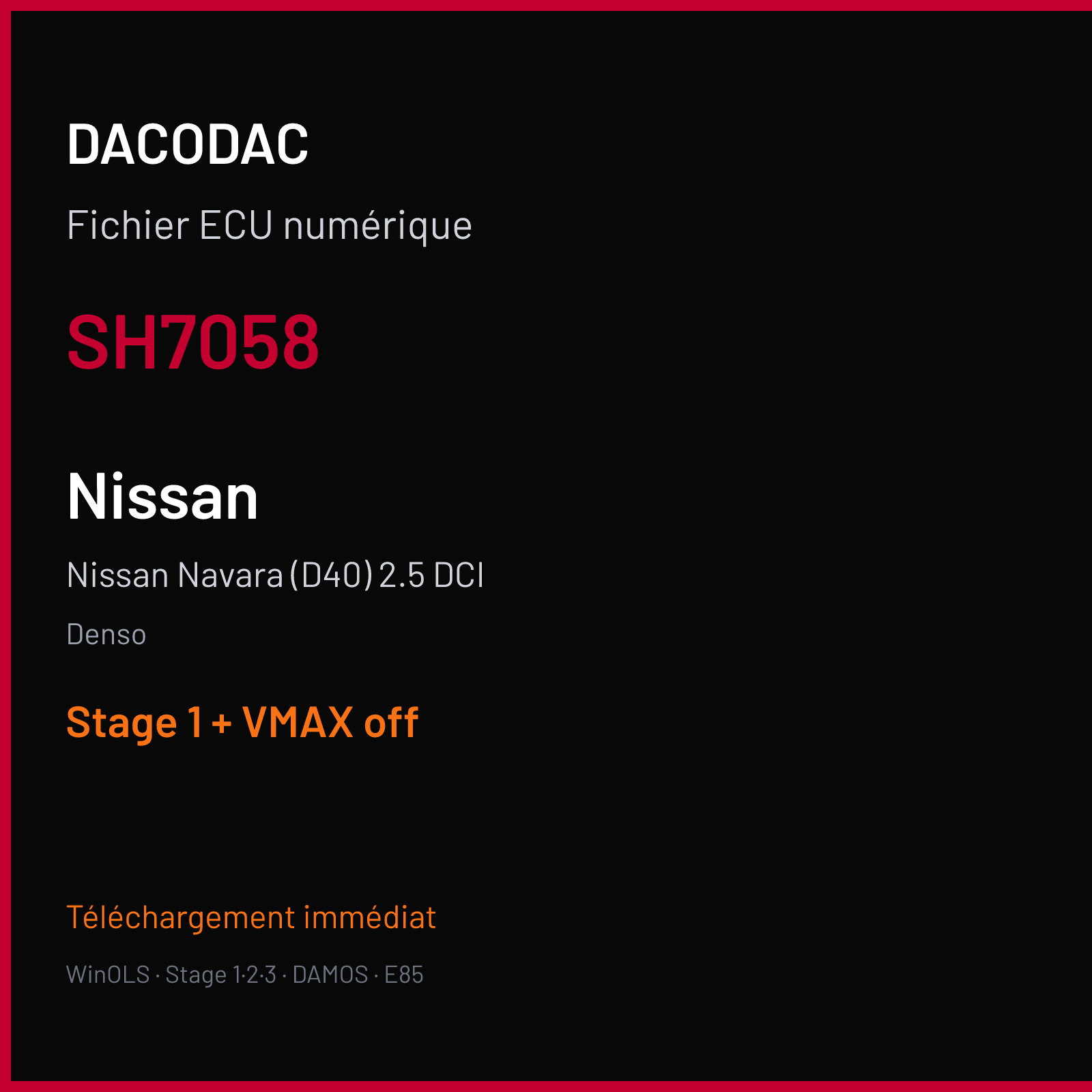 Nissan Navara (D40) 2.5 DCI (2011) — Denso — SH7058 — Stage 1 + VMAX off