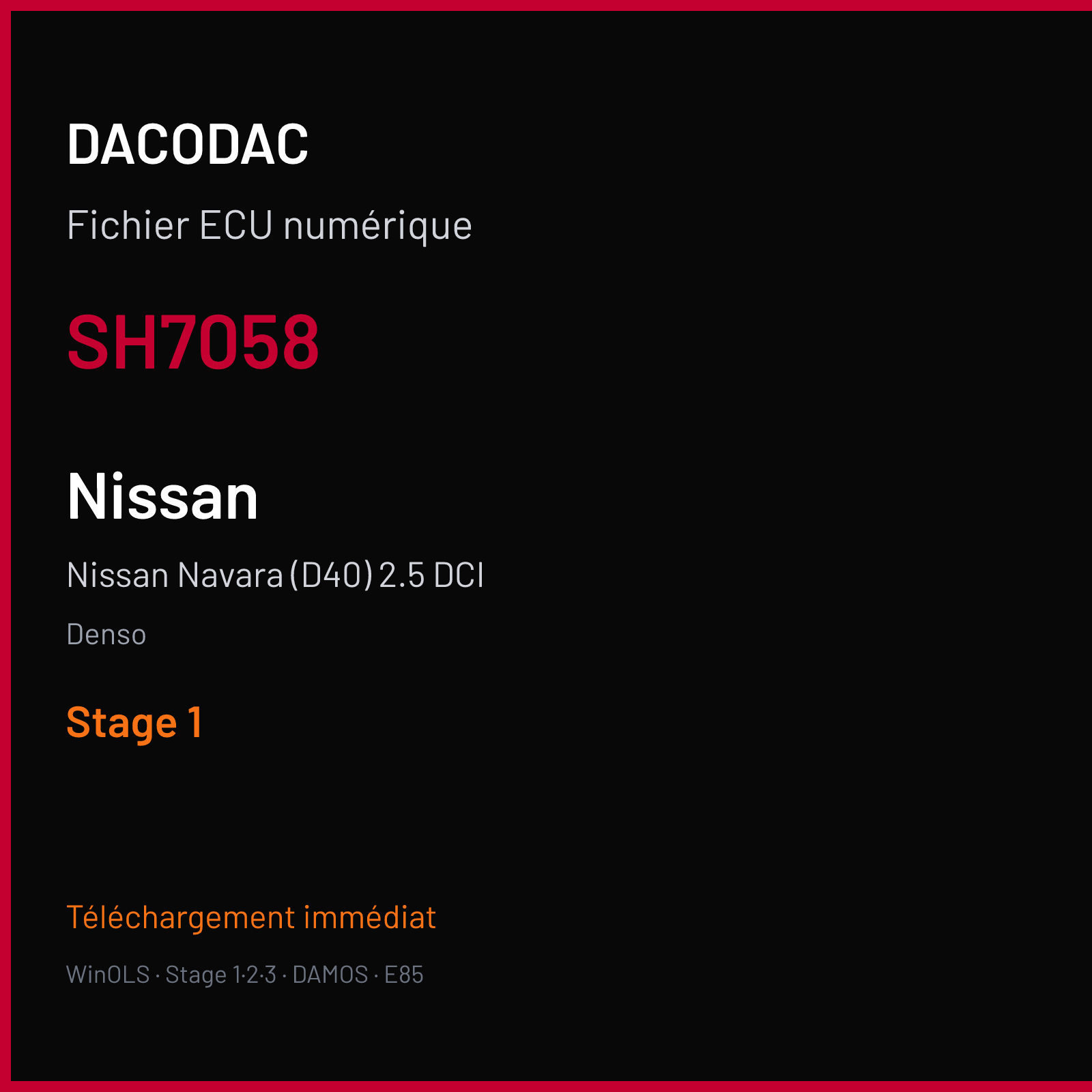Nissan Navara (D40) 2.5 DCI (2009) — Denso — SH7058 — Stage 1