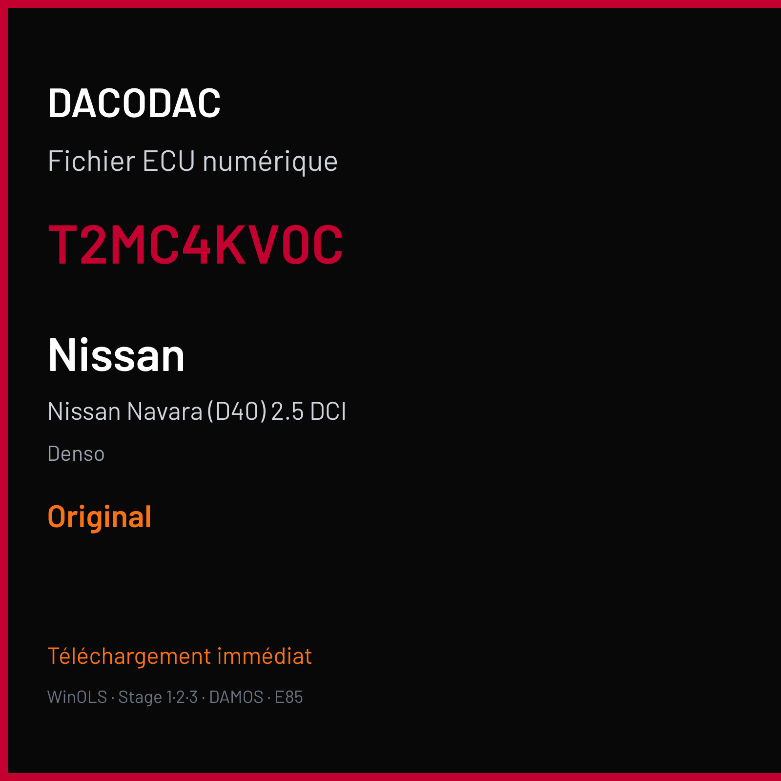 Nissan Navara (D40) 2.5 DCI (2016) — Denso — T2MC4KV0C — Original