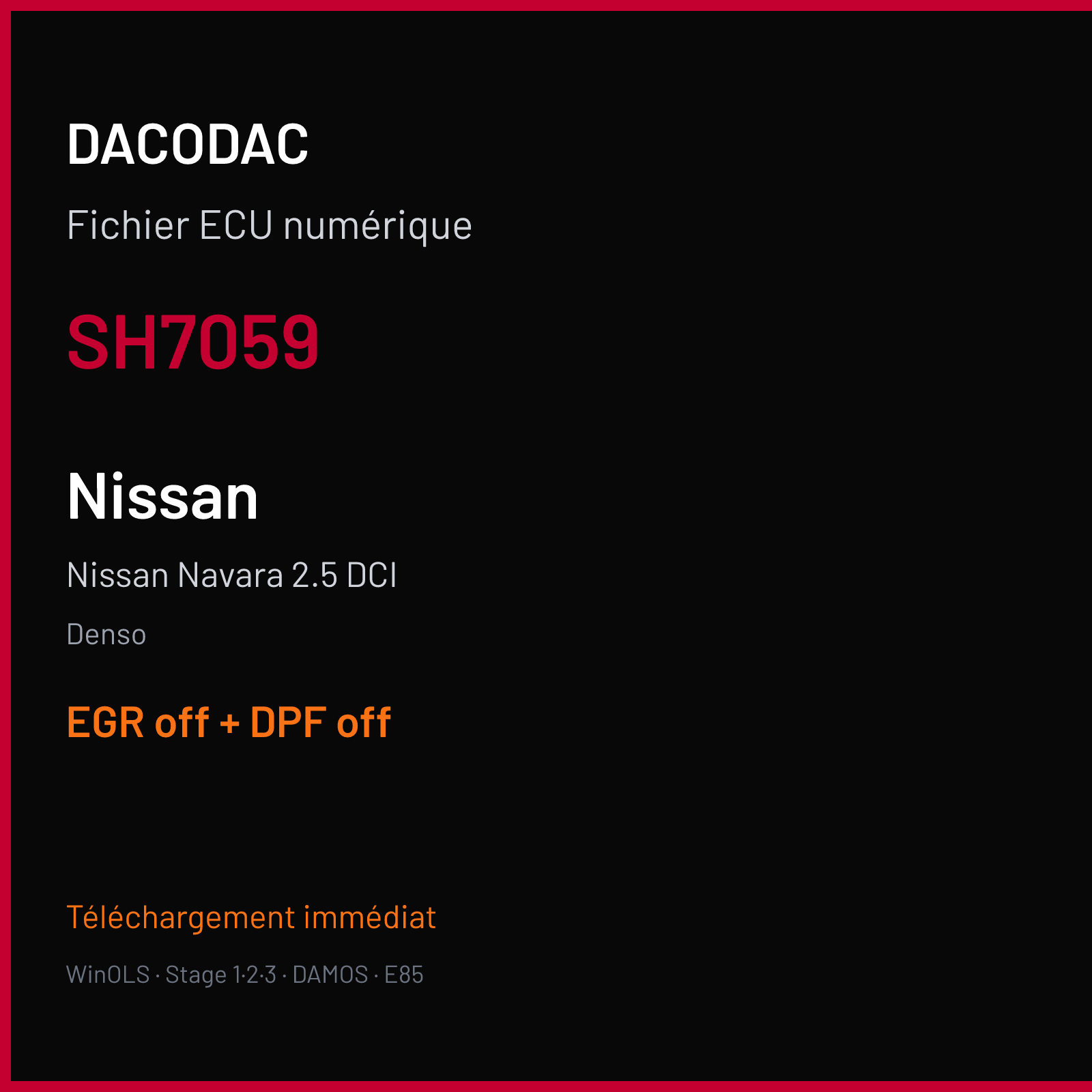 Nissan Navara 2.5 DCI (2013) — Denso — SH7059 — EGR off + DPF off