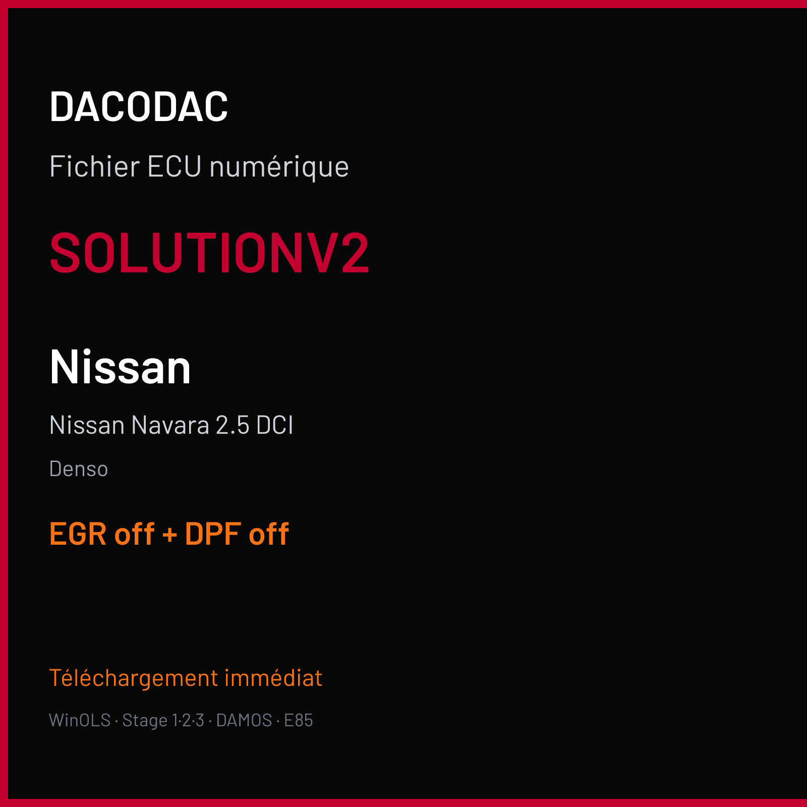 Nissan Navara 2.5 DCI (2009) — Denso — SOLUTIONV2 — EGR off + DPF off