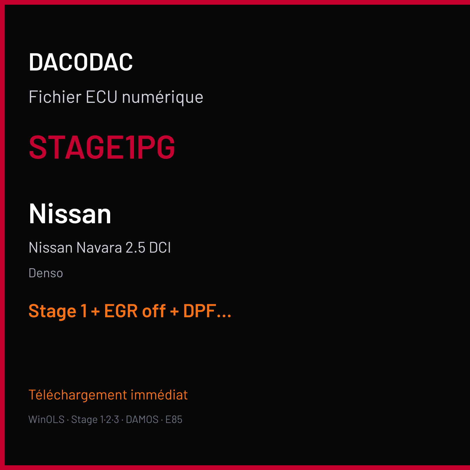 Nissan Navara 2.5 DCI (2014) — Denso — STAGE1PG — Stage 1 + EGR off + DPF off