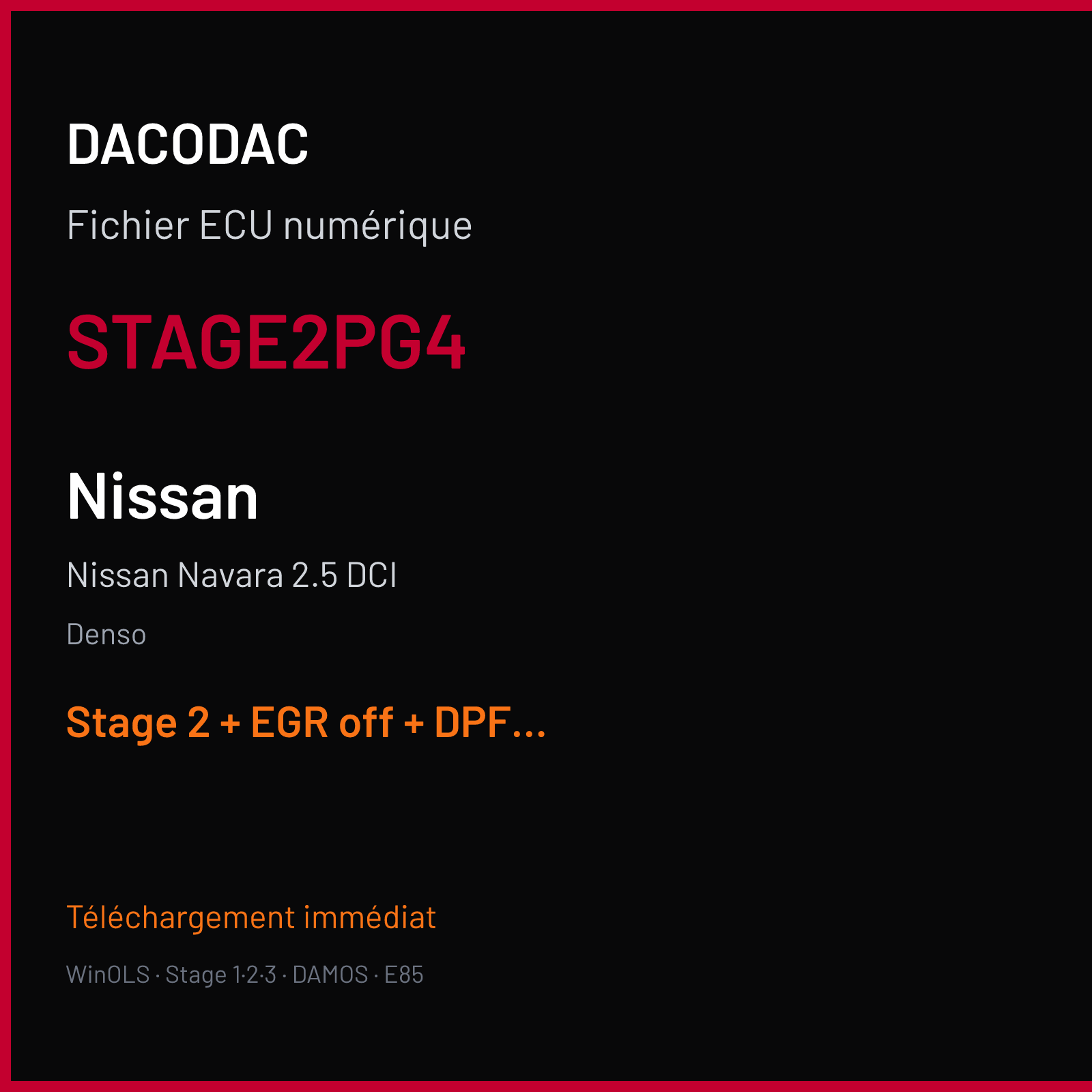 Nissan Navara 2.5 DCI (2012) — Denso — STAGE2PG4 — Stage 2 + EGR off + DPF off