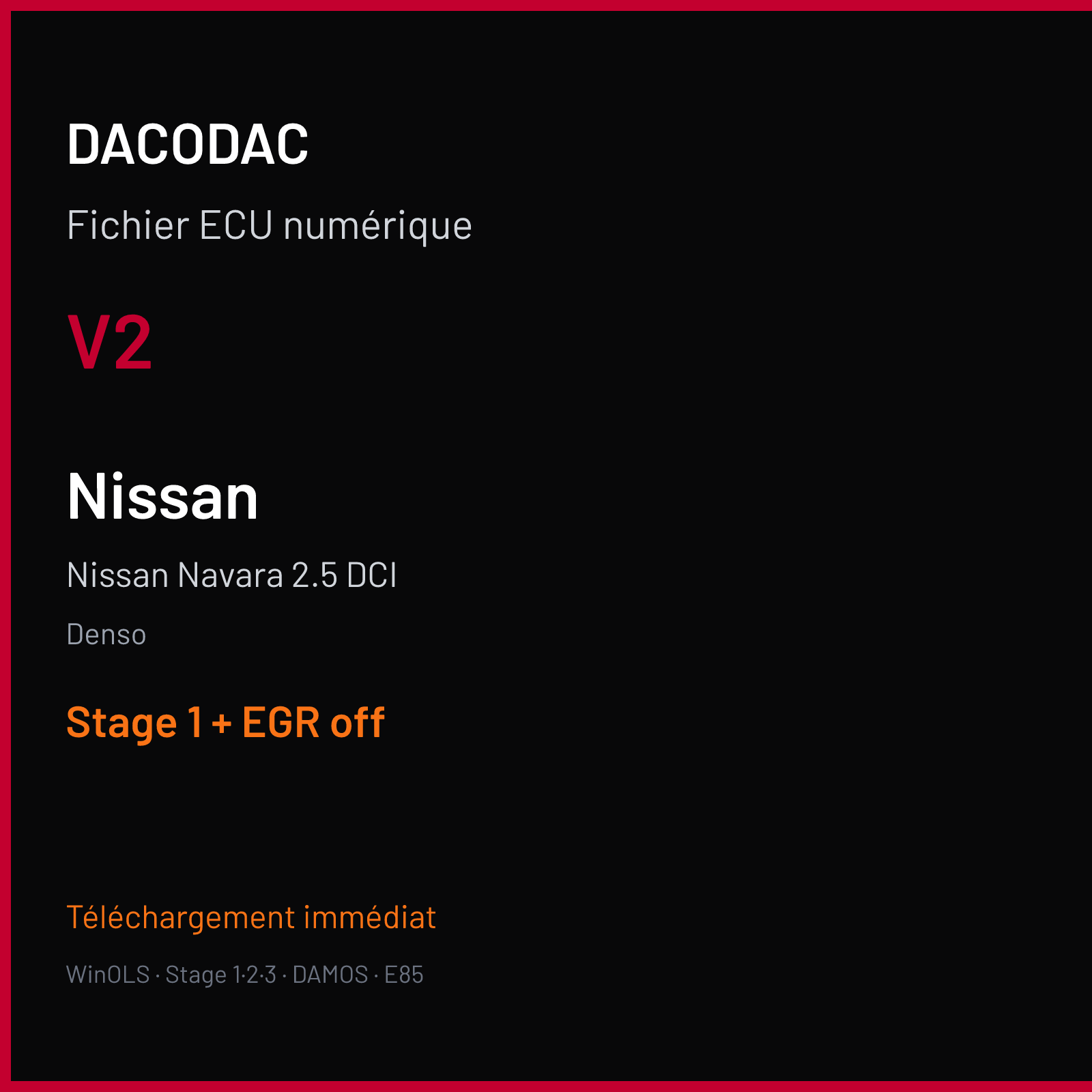 Nissan Navara 2.5 DCI (2015) — Denso — V2 — Stage 1 + EGR off