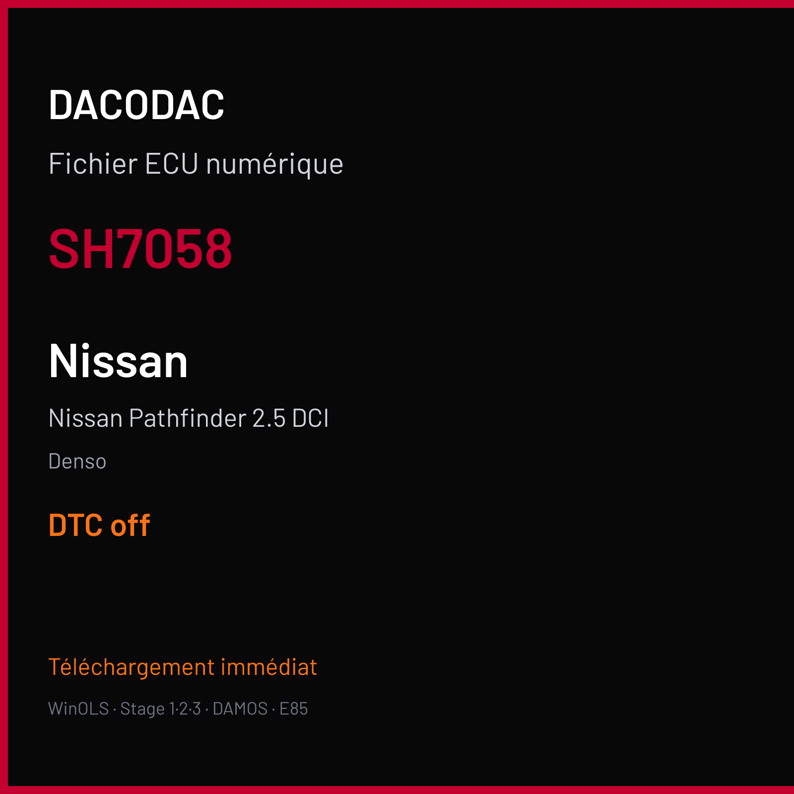 Nissan Pathfinder 2.5 DCI (2009) — Denso — SH7058 — DTC off