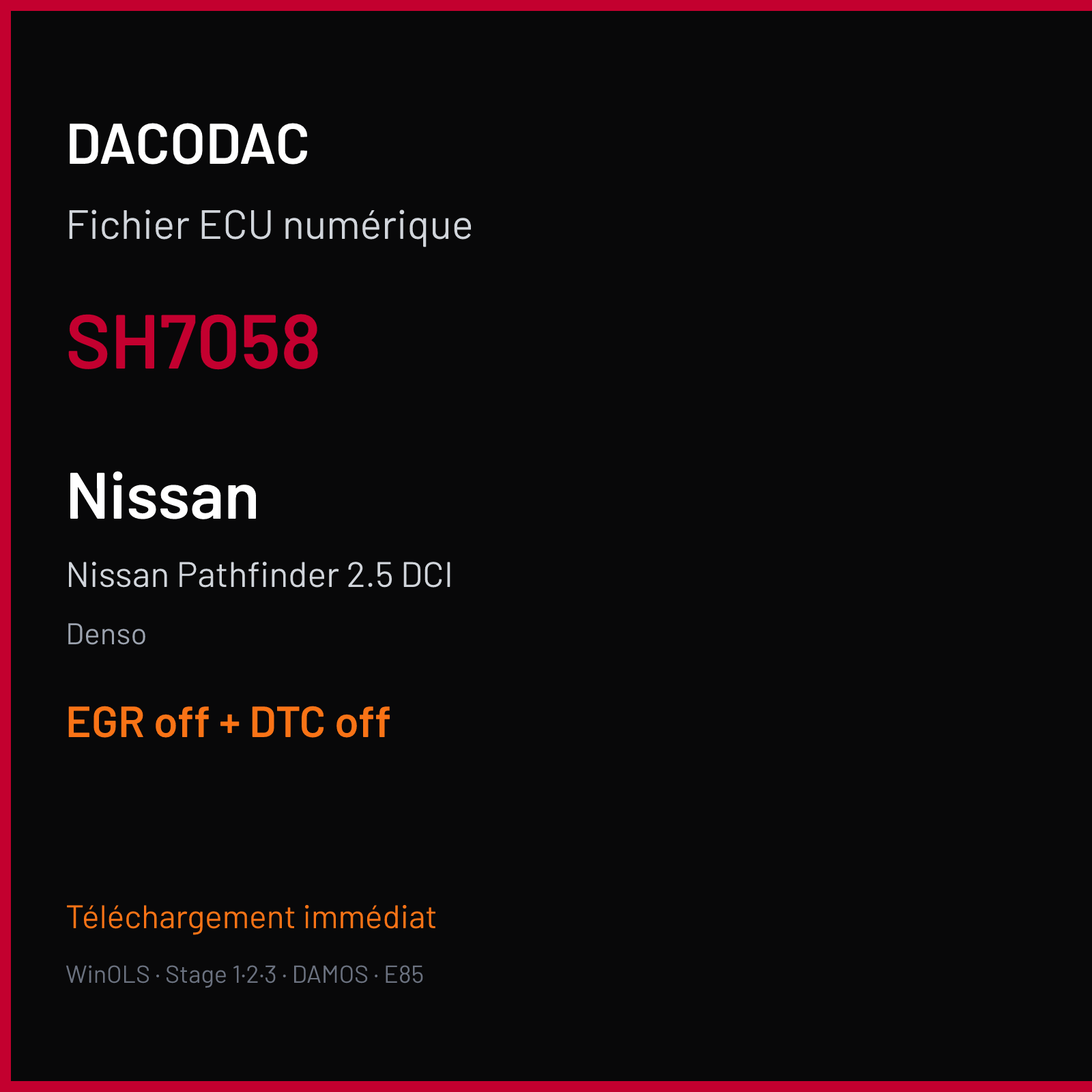 Nissan Pathfinder 2.5 DCI (2009) — Denso — SH7058 — EGR off + DTC off