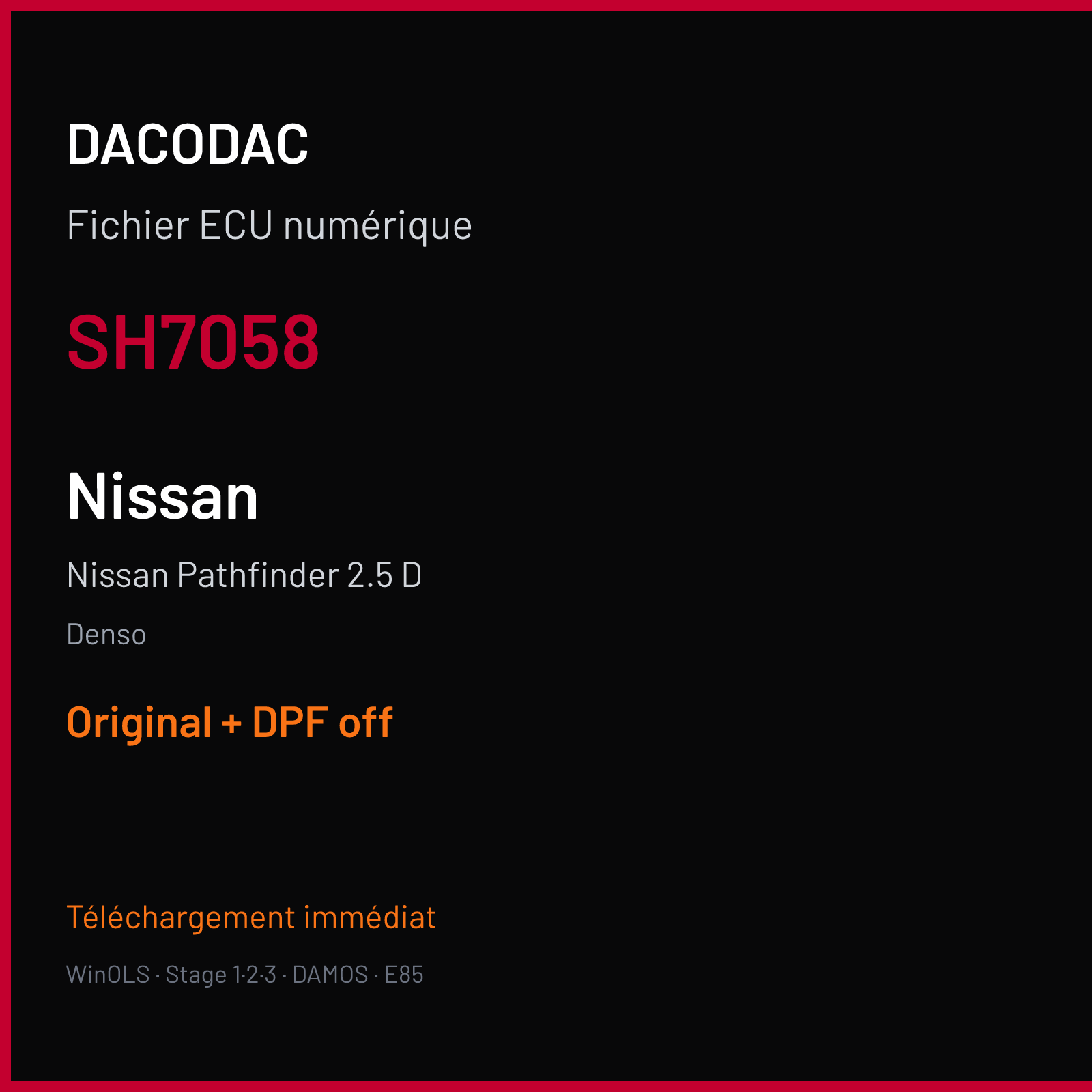 Nissan Pathfinder 2.5 D (2007) — Denso — SH7058 — Original + DPF off