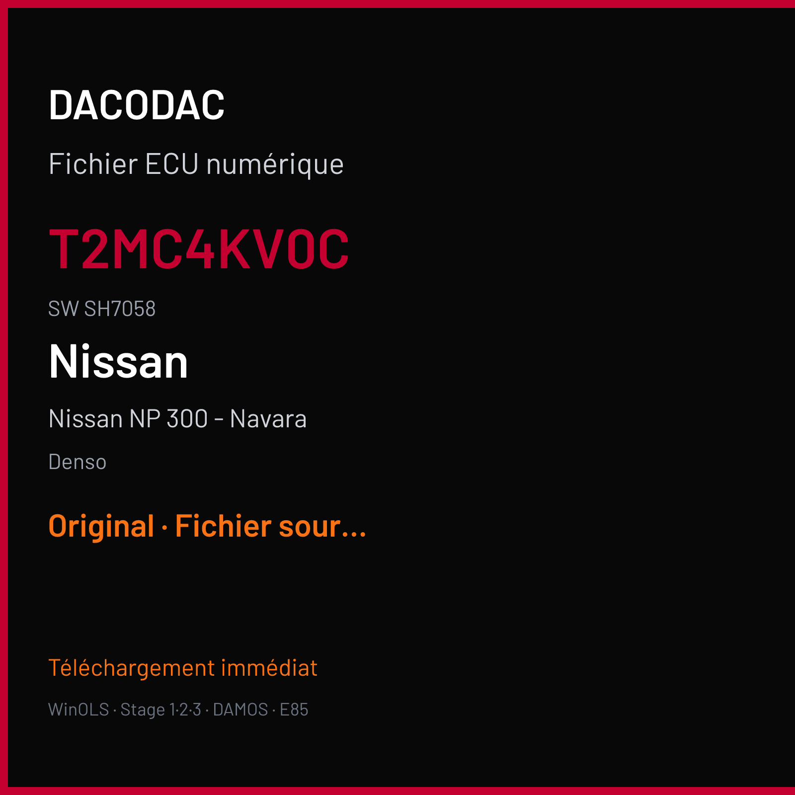Nissan NP 300 - Navara (2011) — Denso — T2MC4KV0C · SH7058 — Original
