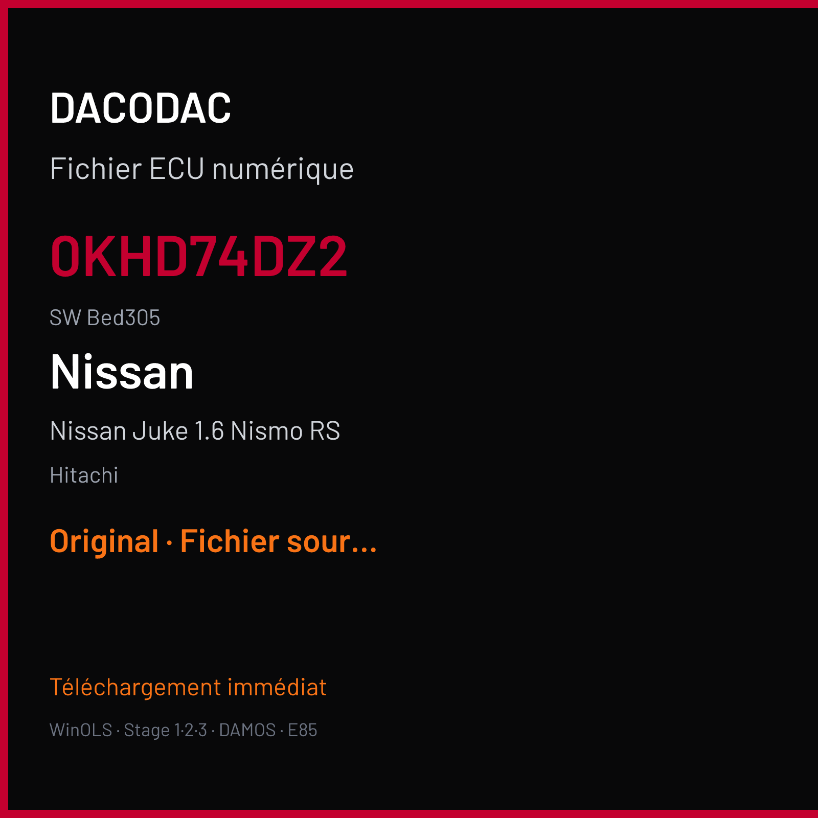 Nissan Juke 1.6 Nismo RS (2010) — Hitachi — 0khd74dz2 · Bed305 — Original