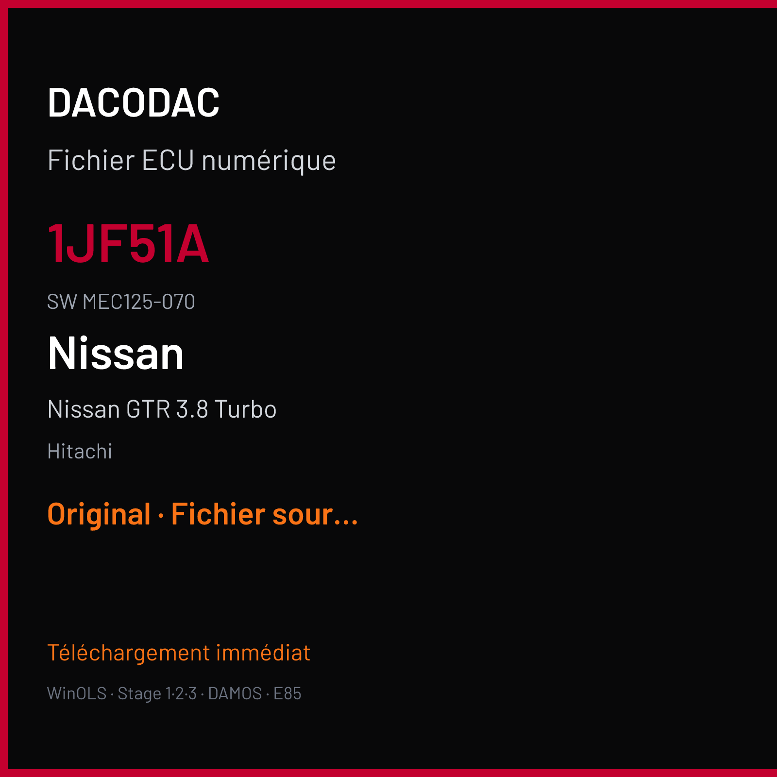 Nissan GTR 3.8 Turbo (2009) — Hitachi — 1JF51A · MEC125-070 — Original