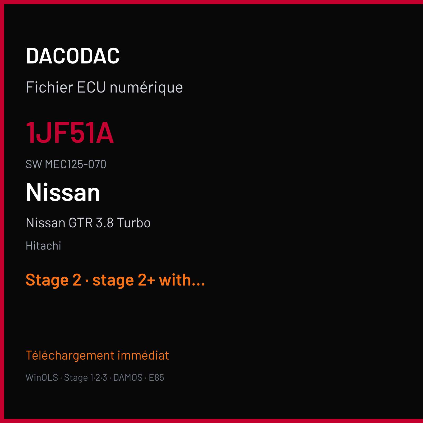 Nissan GTR 3.8 Turbo (2009) — Hitachi — 1JF51A · MEC125-070 — Stage 2