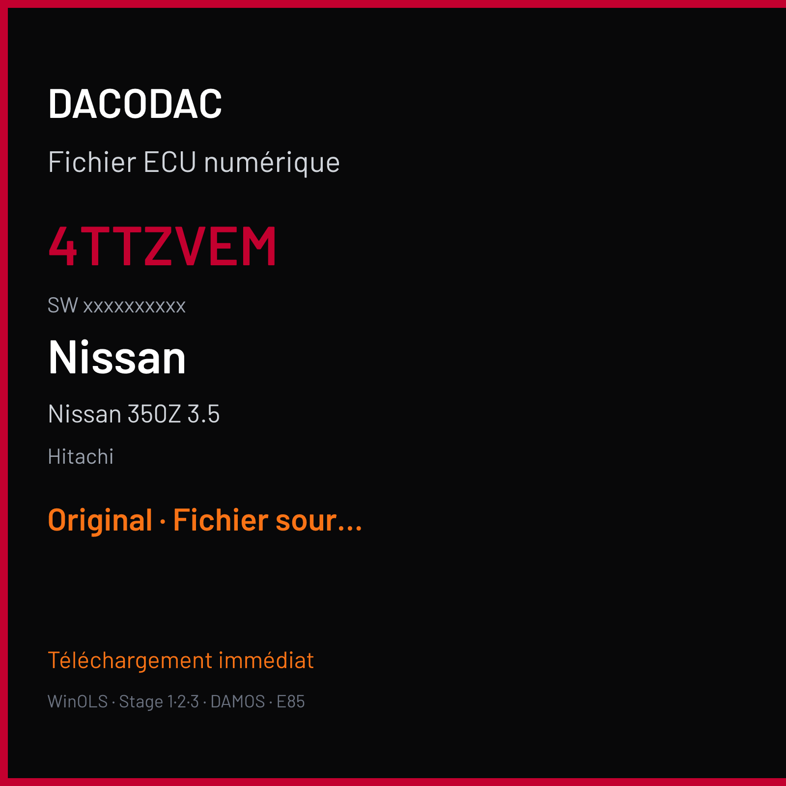 Nissan 350Z 3.5 (2007) — Hitachi — 4TTZVEM · xxxxxxxxxx — Original