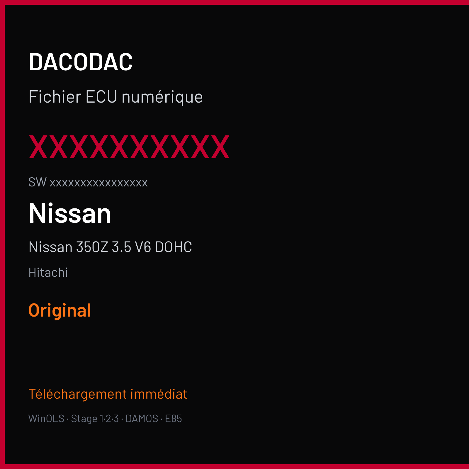 Nissan 350Z 3.5 V6 DOHC 208 ch (2007) — Hitachi — xxxxxxxxxx · xxxxxxxxxxxxxxxx · 4TTZVEM MEC100-xxx — Original