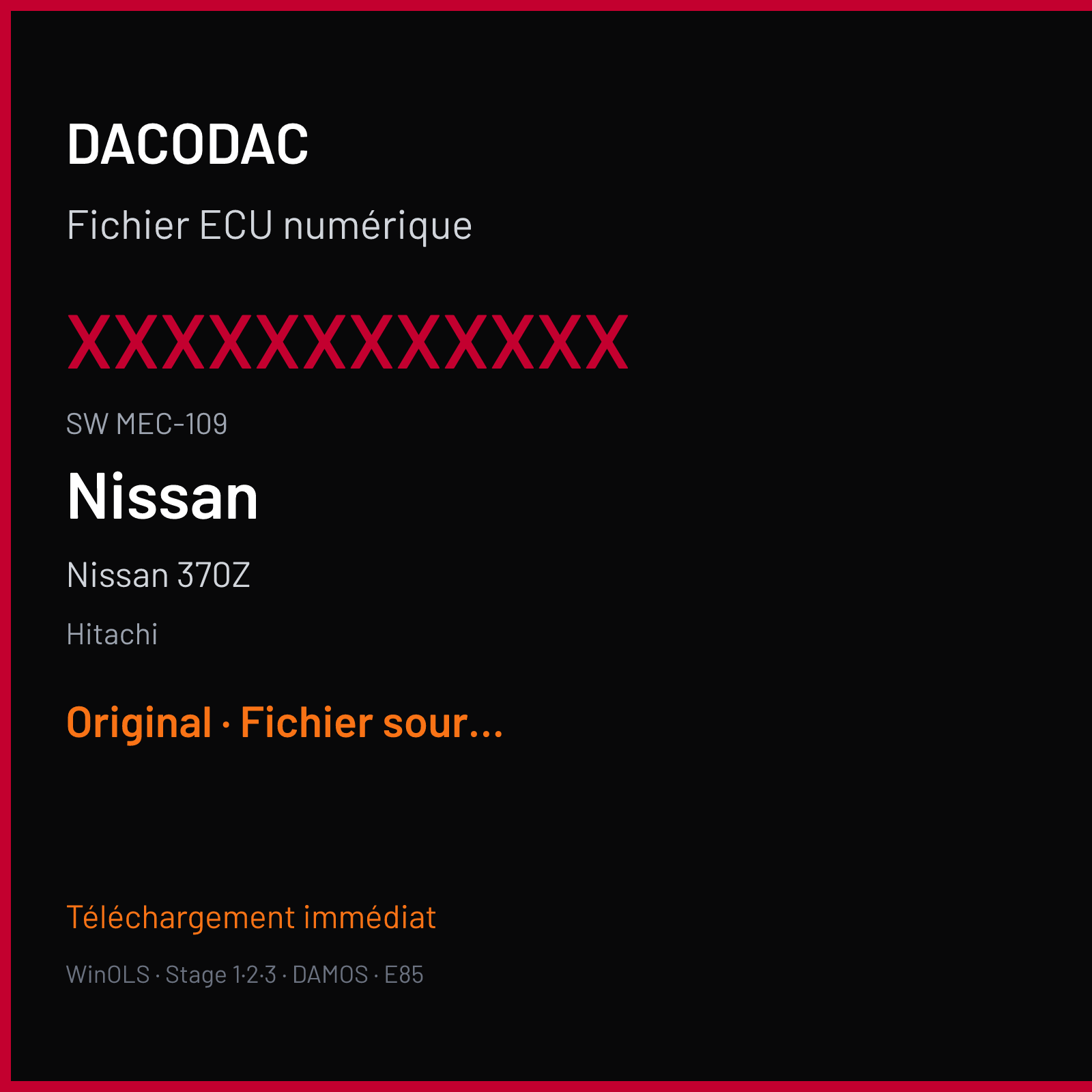 Nissan 370Z (2011) — Hitachi — XXXXXXXXXXXX · MEC-109 — Original