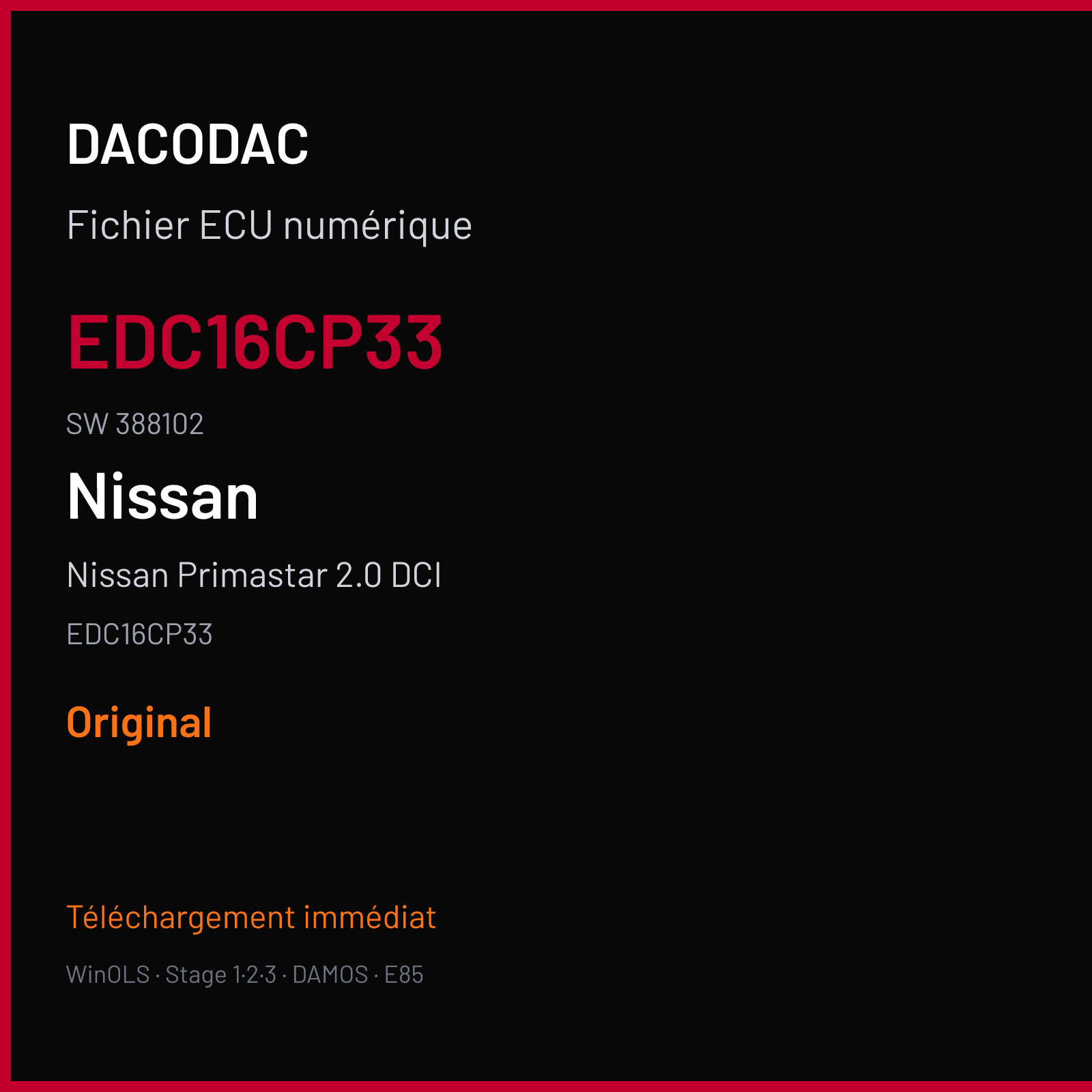 Nissan Primastar 2.0 DCI (2008) — EDC16CP33 — EDC16CP33 · 388102 — Original