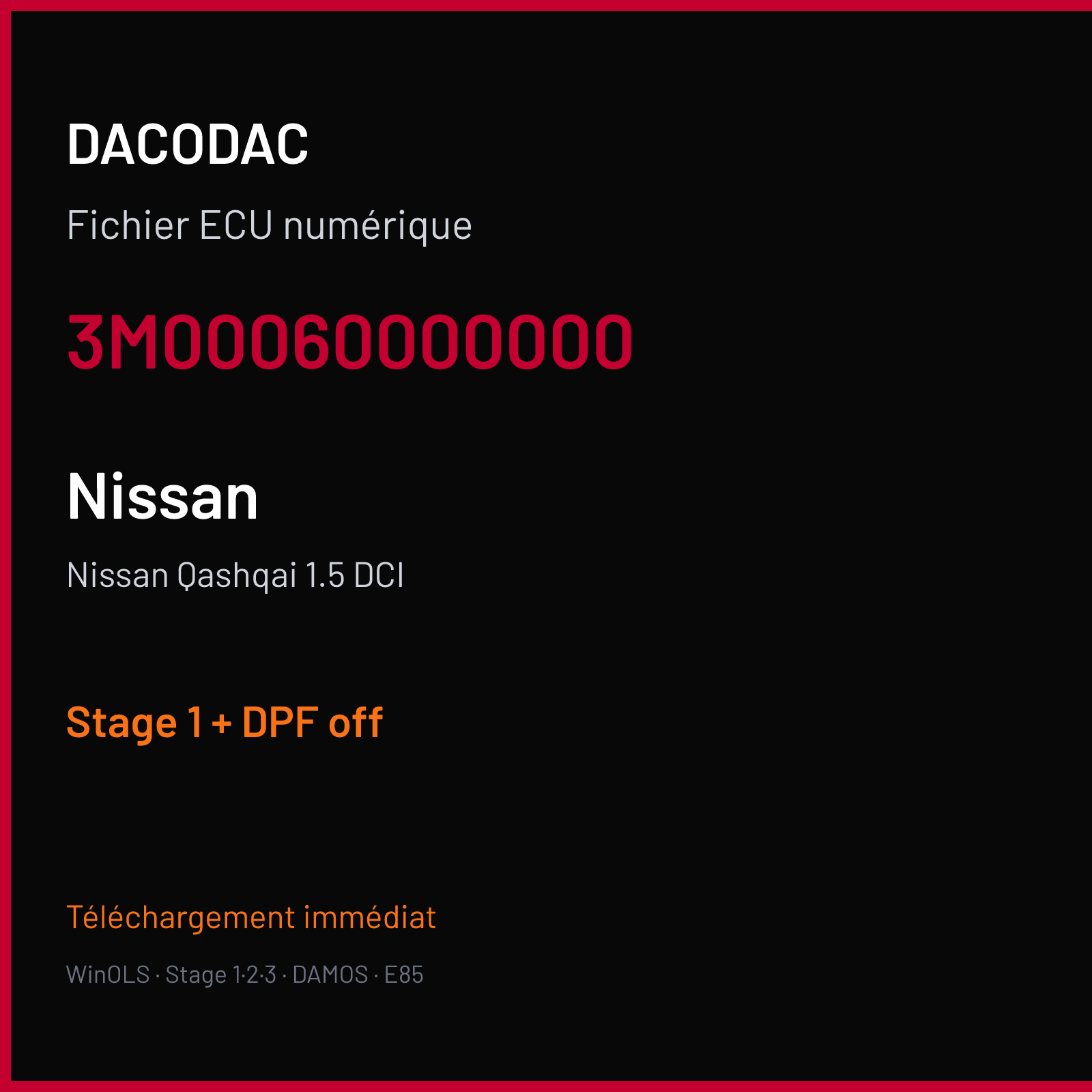 Nissan Qashqai 1.5 DCI (2010) — 3M00060000000 — Stage 1 + DPF off