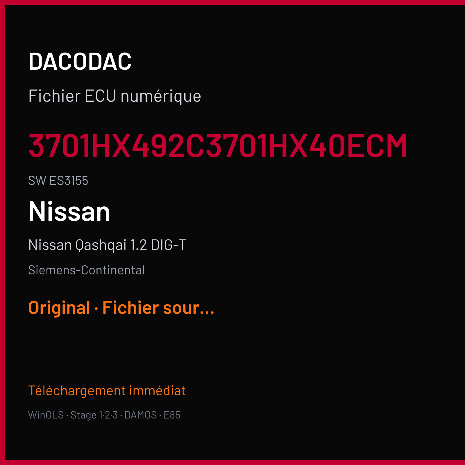 Nissan Qashqai 1.2 DIG-T (2016) — Siemens-Continental — 3701HX492C3701HX40ECM · ES3155 — Original