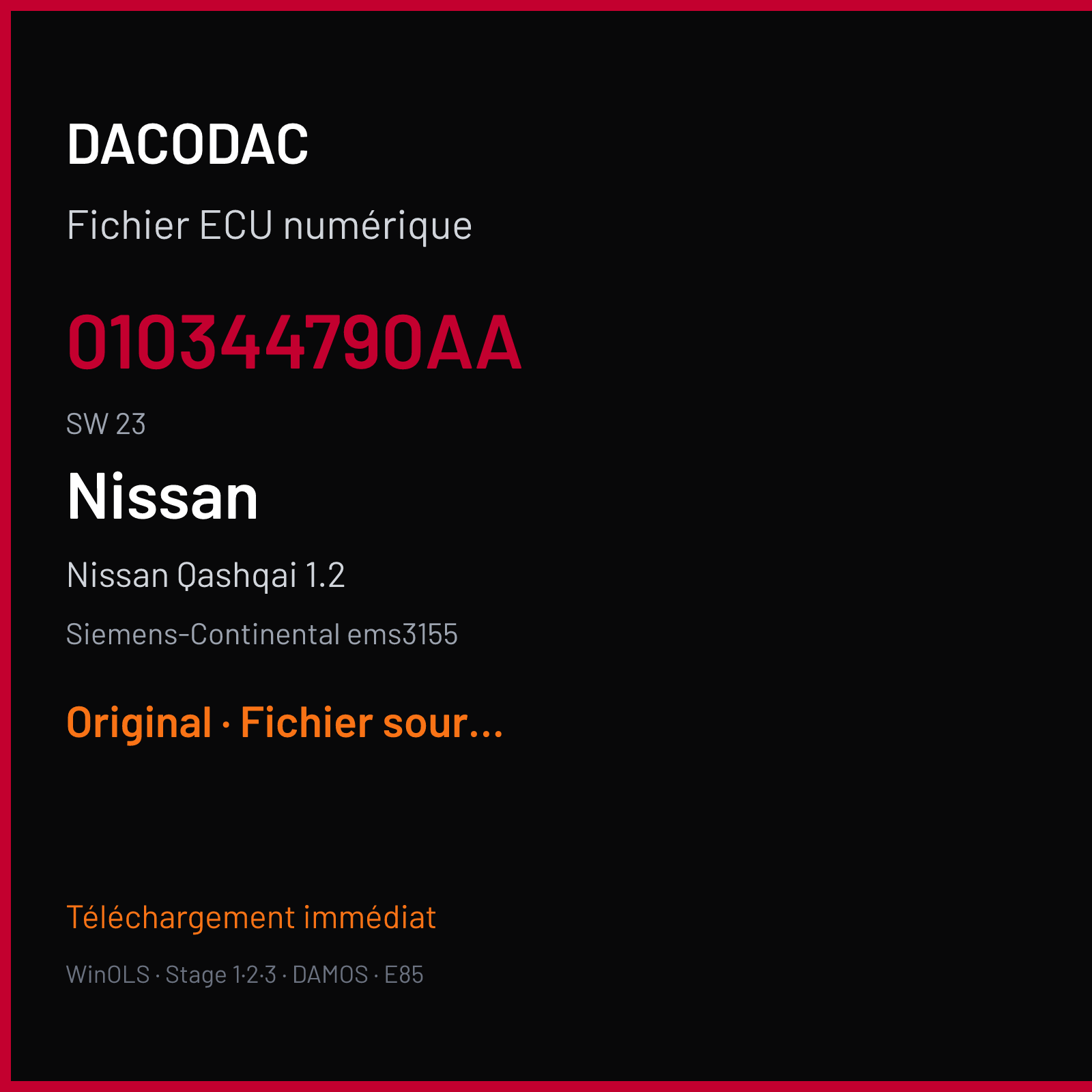 Nissan Qashqai 1.2 (2016) — Siemens-Continental ems3155 — 010344790AA · 23 — Original